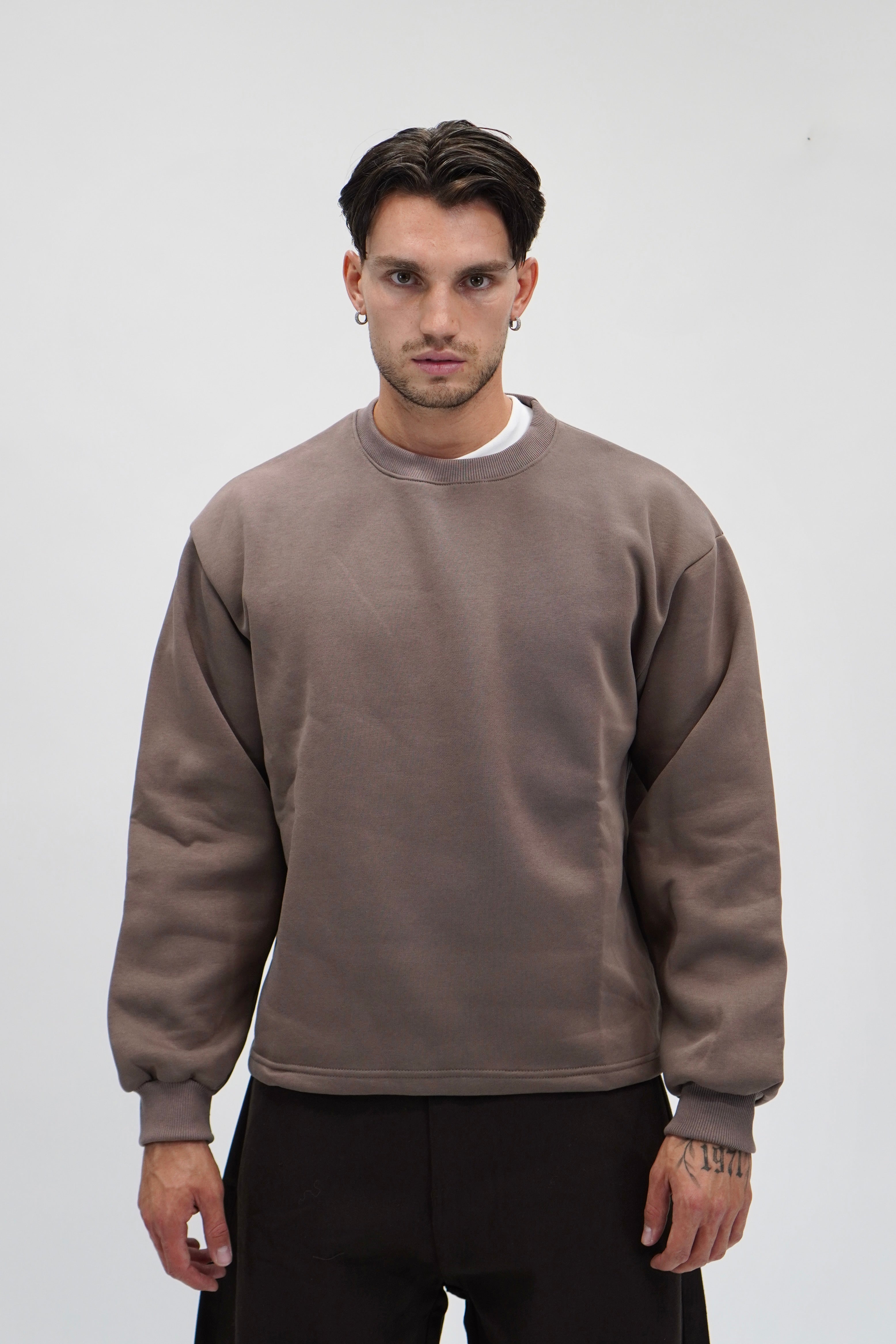 Felpa crewneck tortora