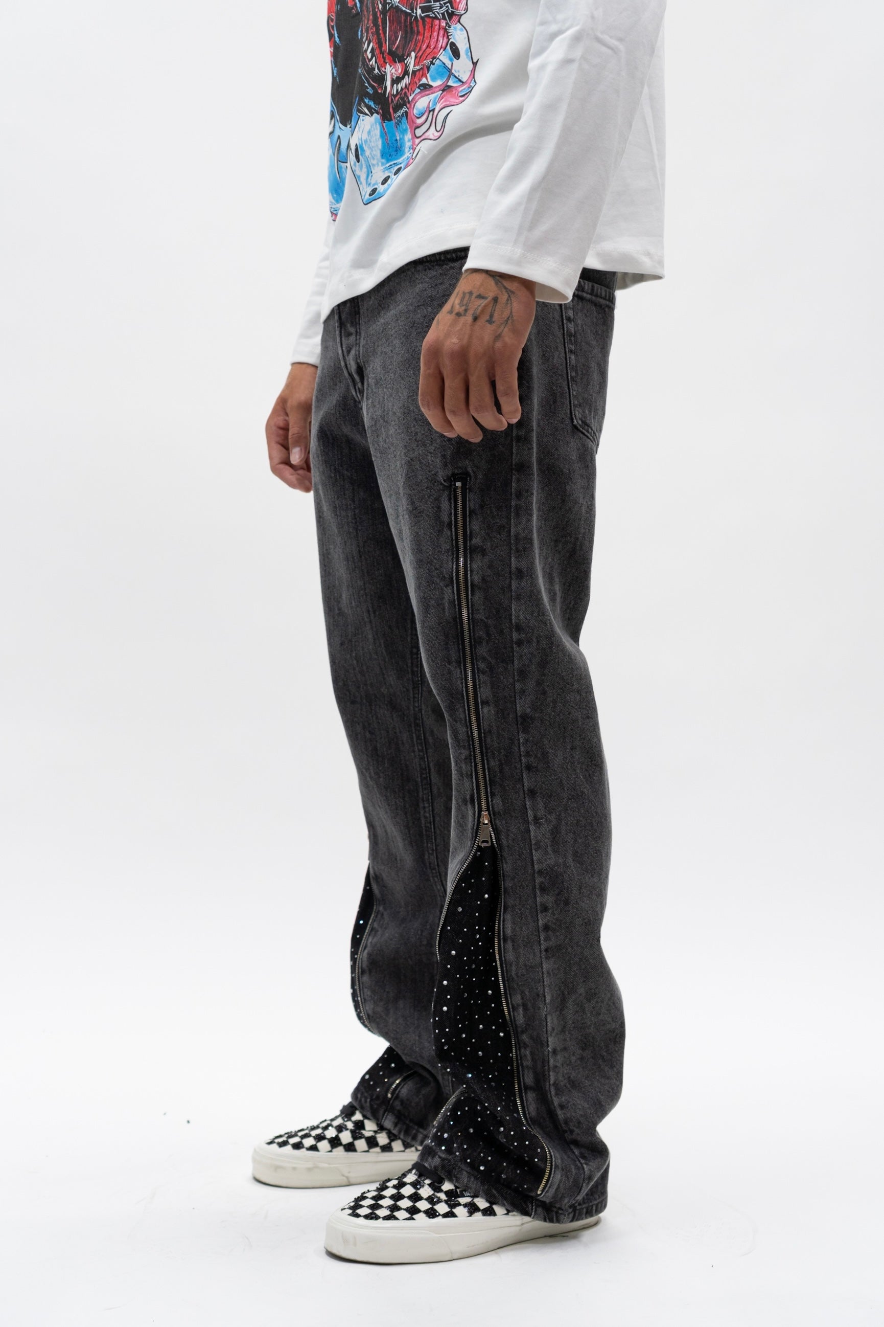 Jeans Flare Svarovsky Grey