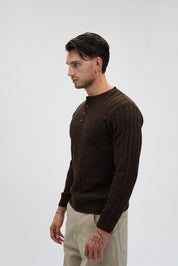 Maglione cable-knit moka