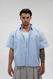 Camicia Waffle Crop Sky