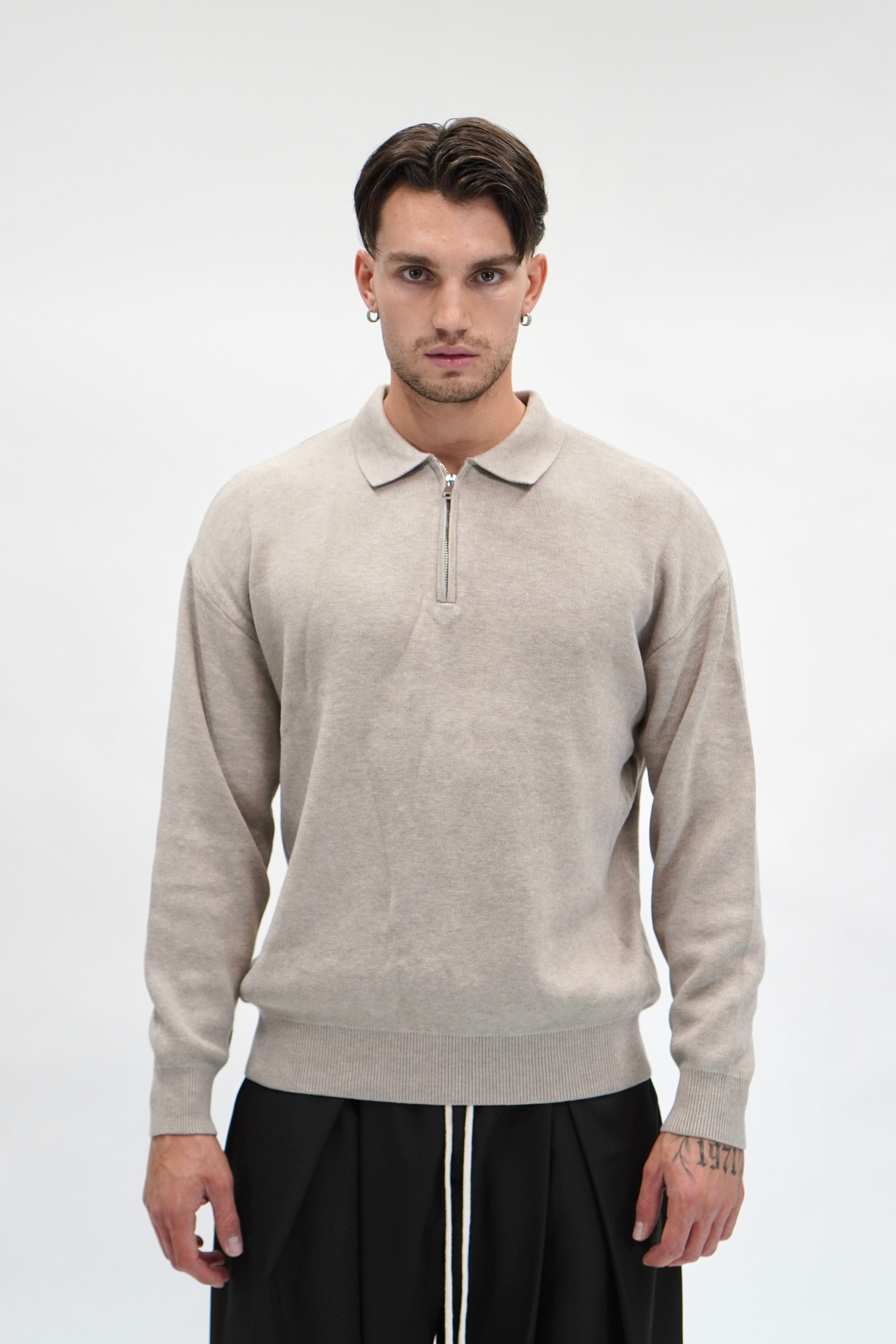 Maglione Half Zip Khaki
