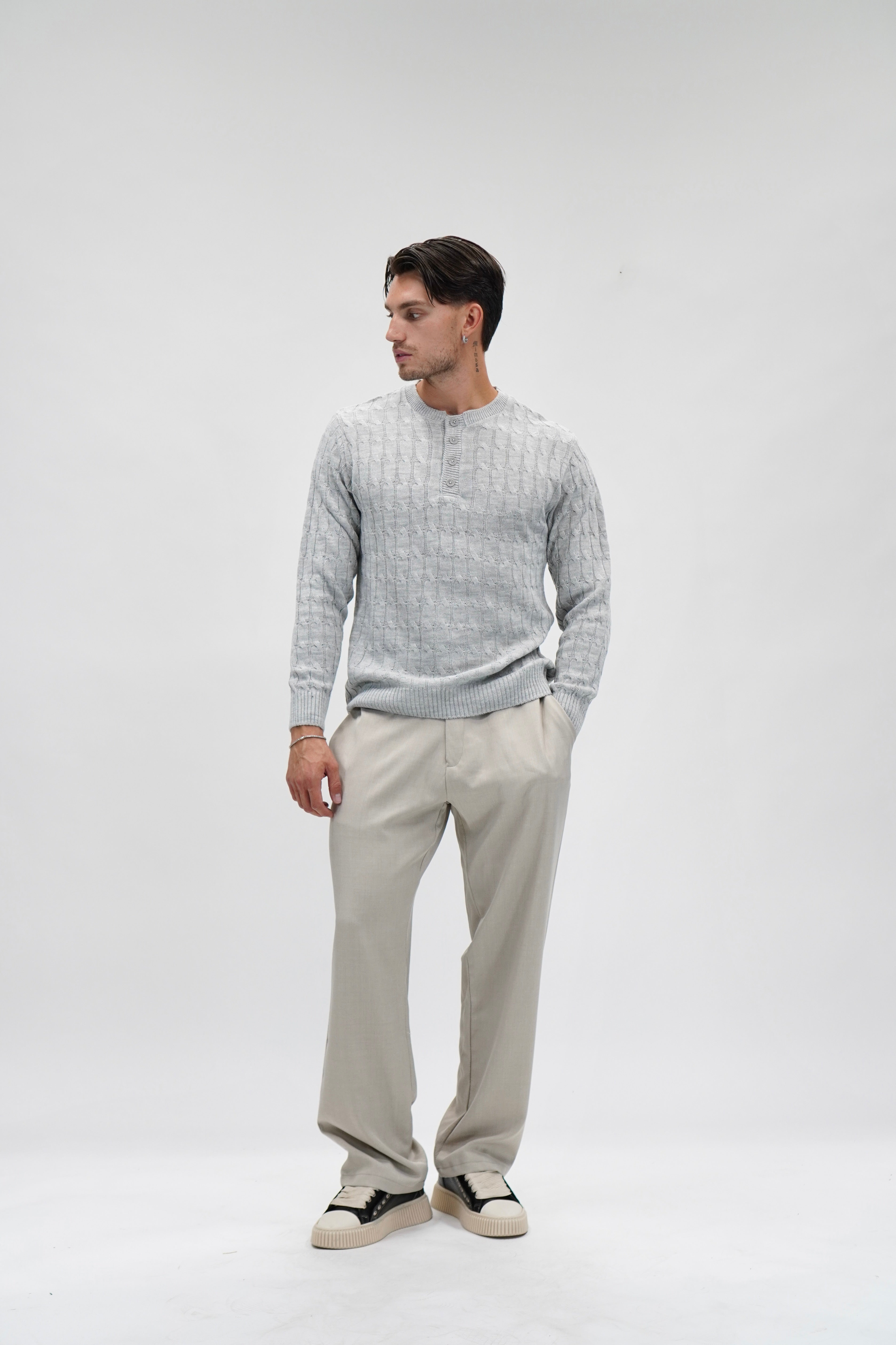 Maglione cable-knit grey