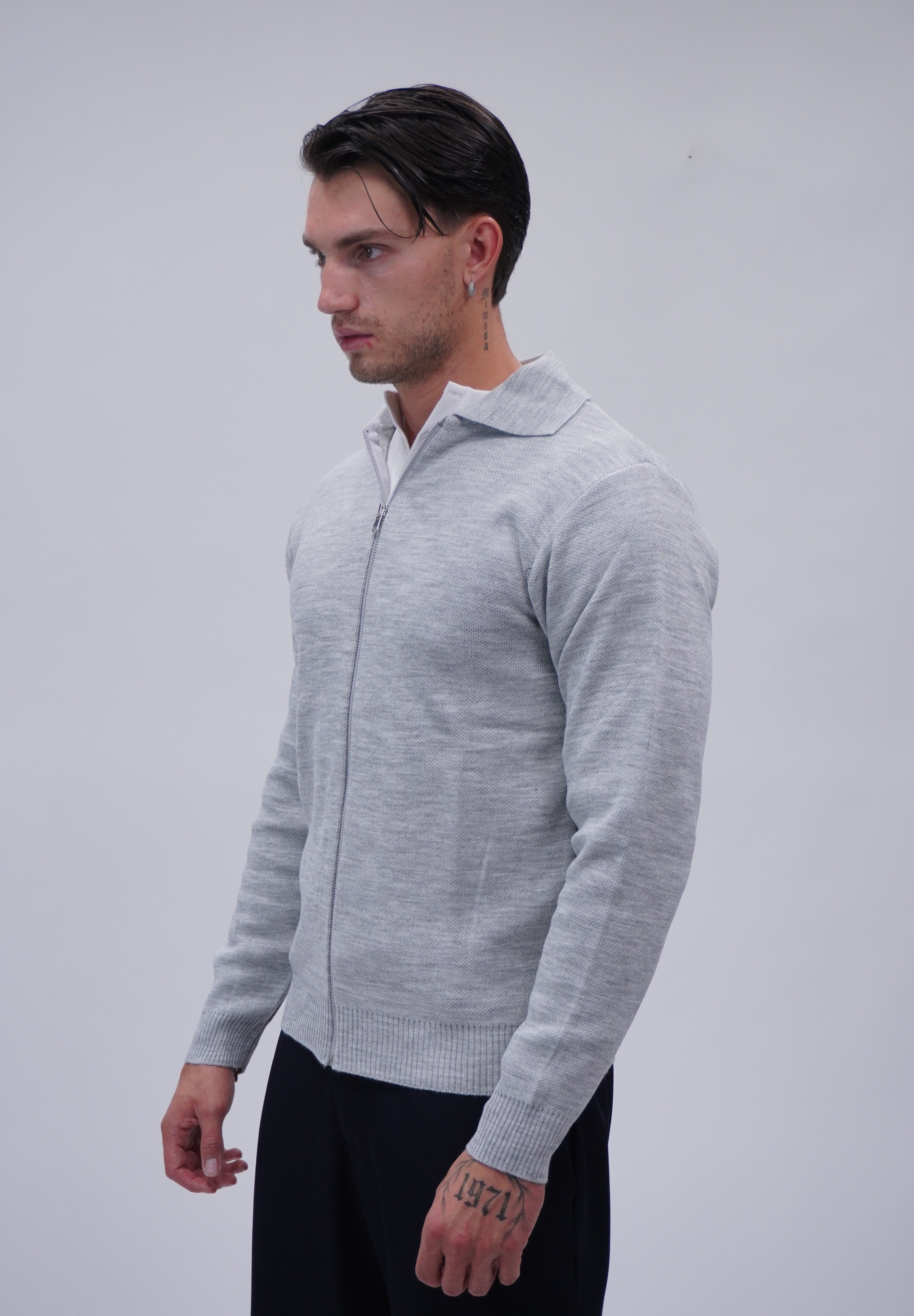 Maglione full zip jumper grey