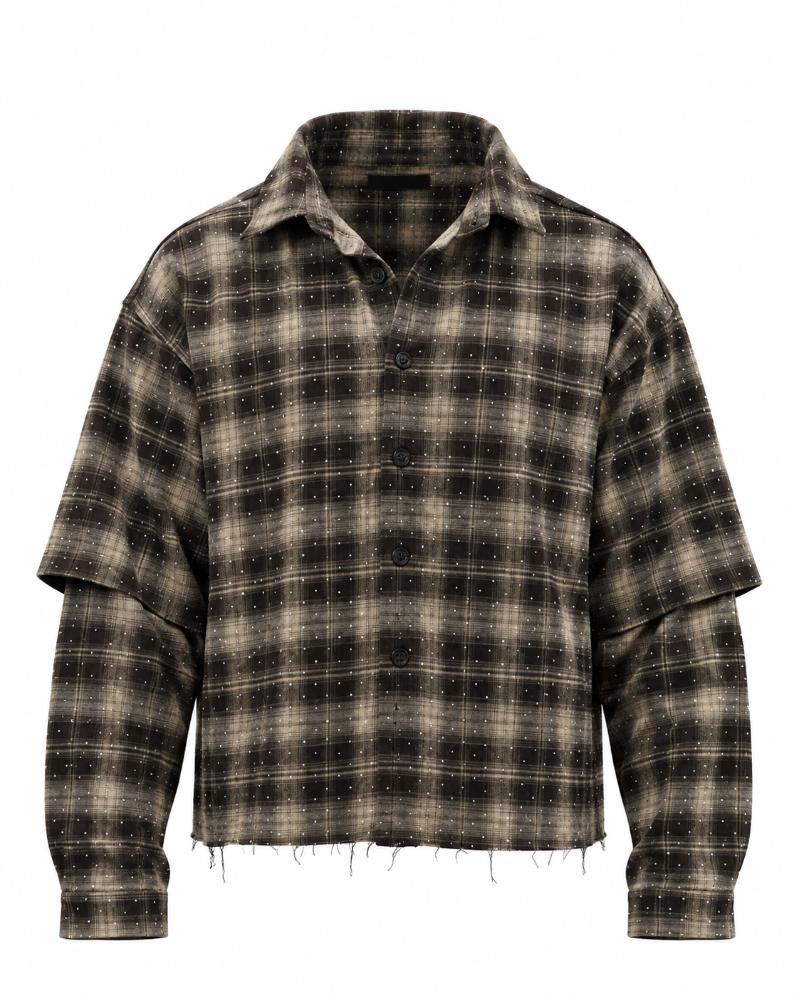 Camicia Glittery Double Sleeves Brown