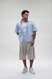 Camicia Waffle Crop Sky