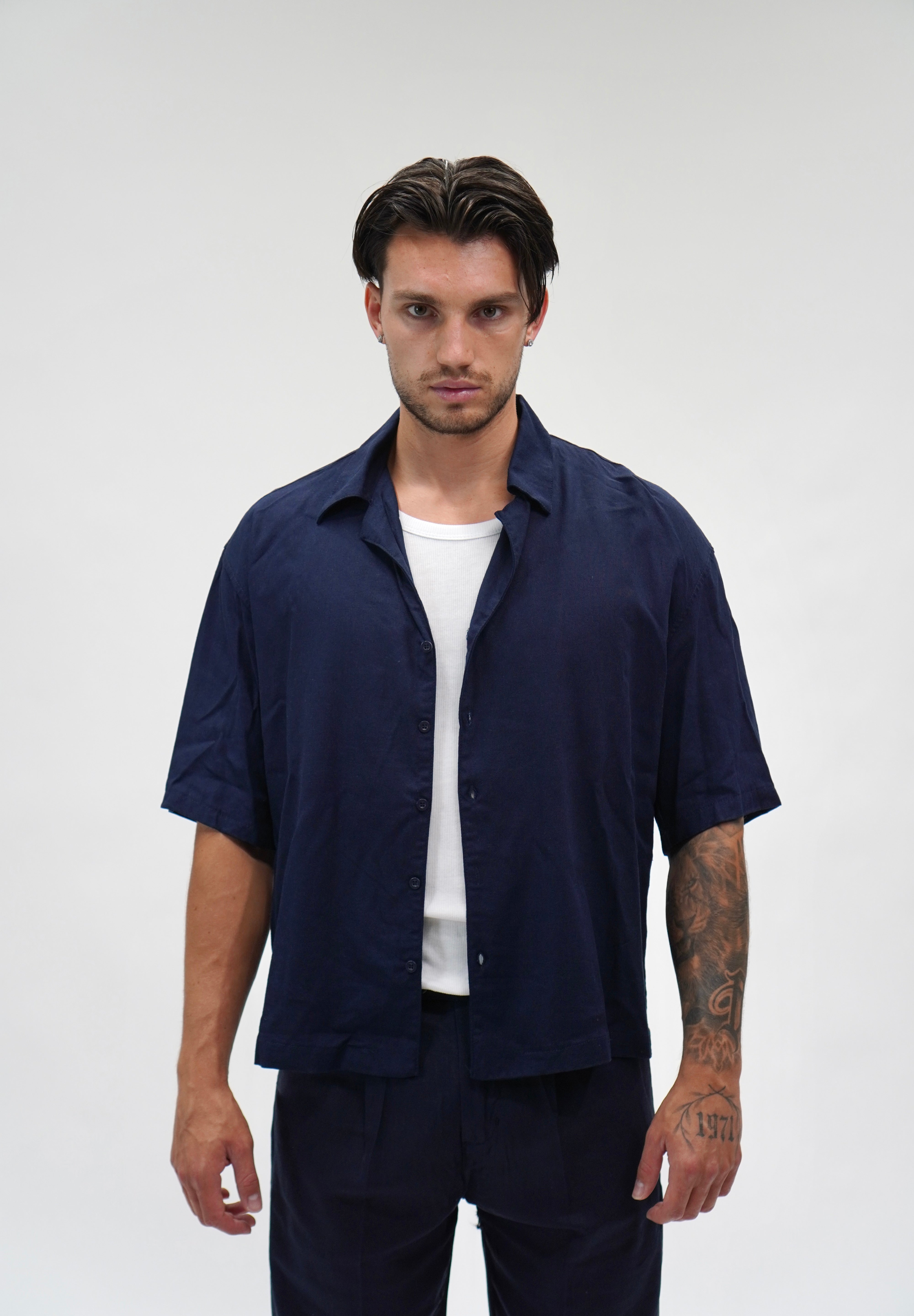 Camicia Misto Lino Blue