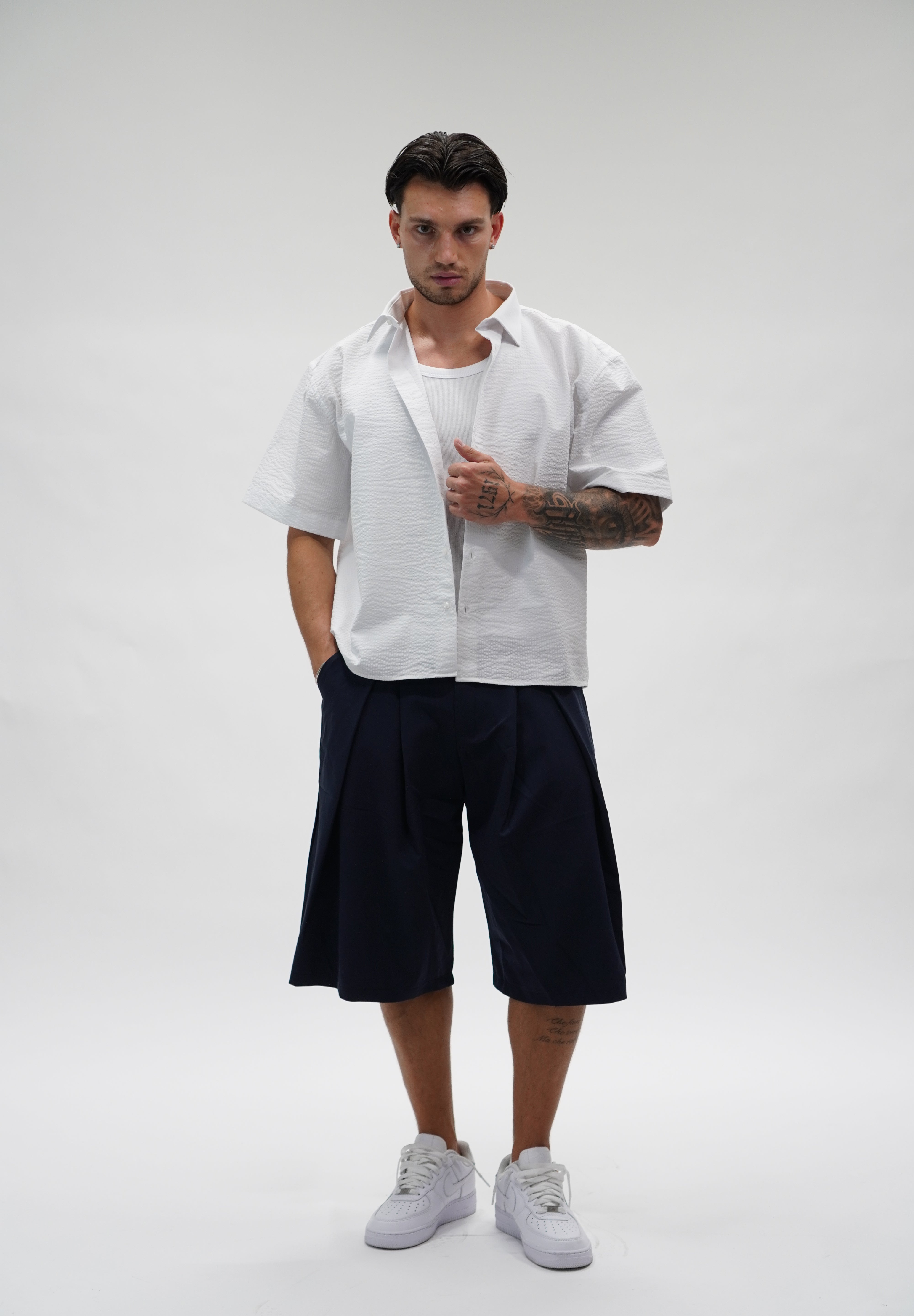 Camicia Waffle Crop White