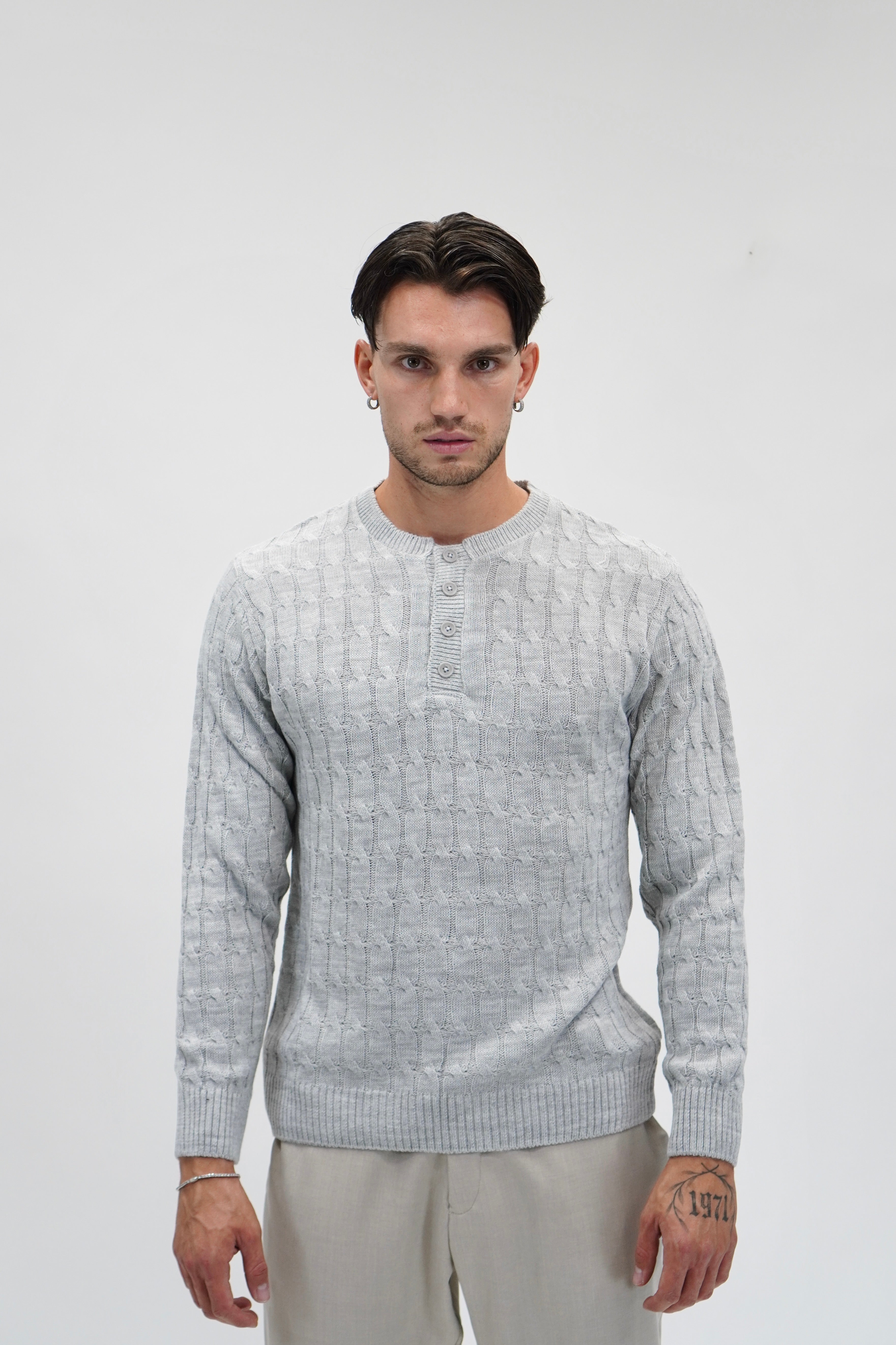 Maglione cable-knit grey