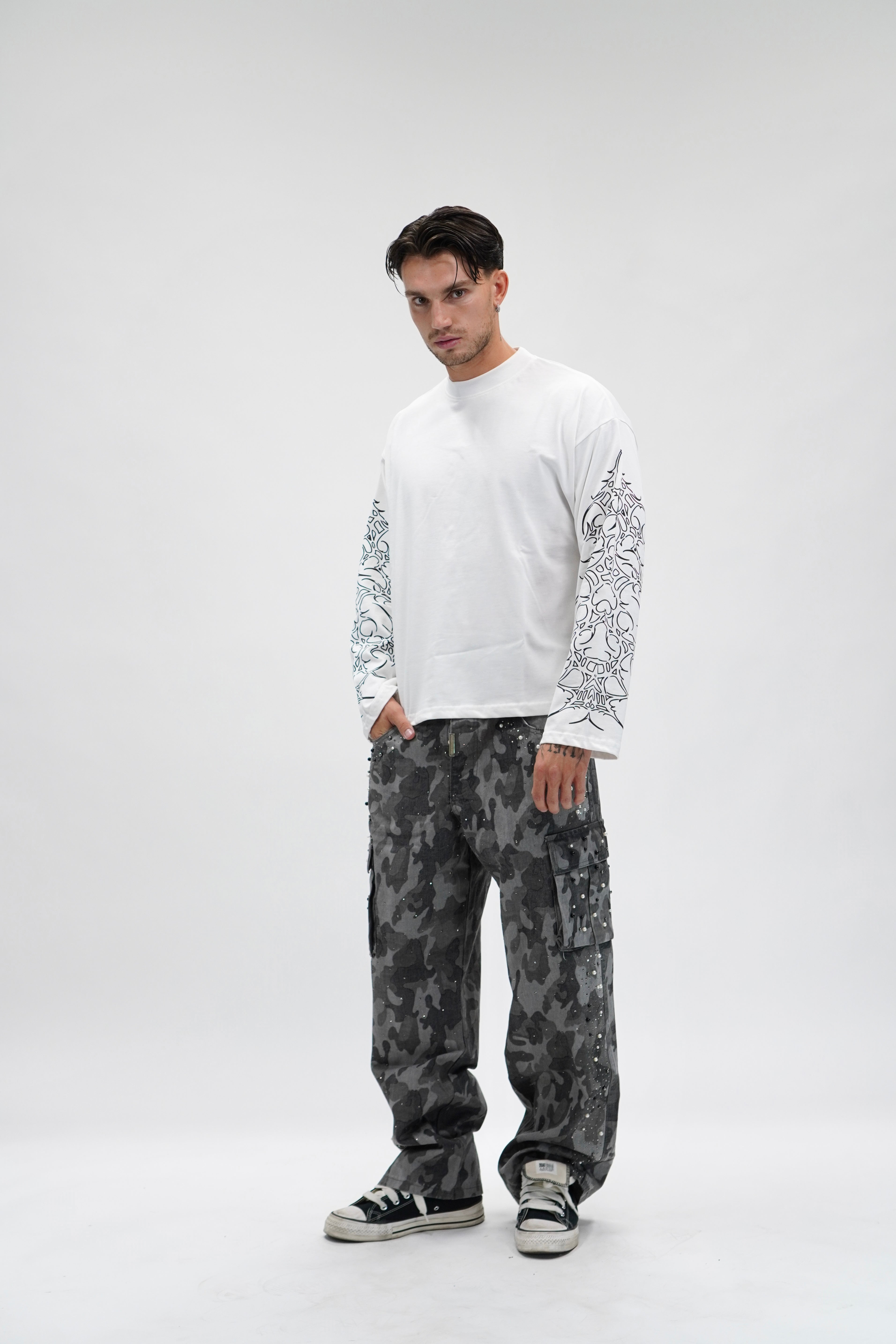Jeans Cargo Army Black Strass