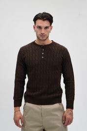Maglione cable-knit moka