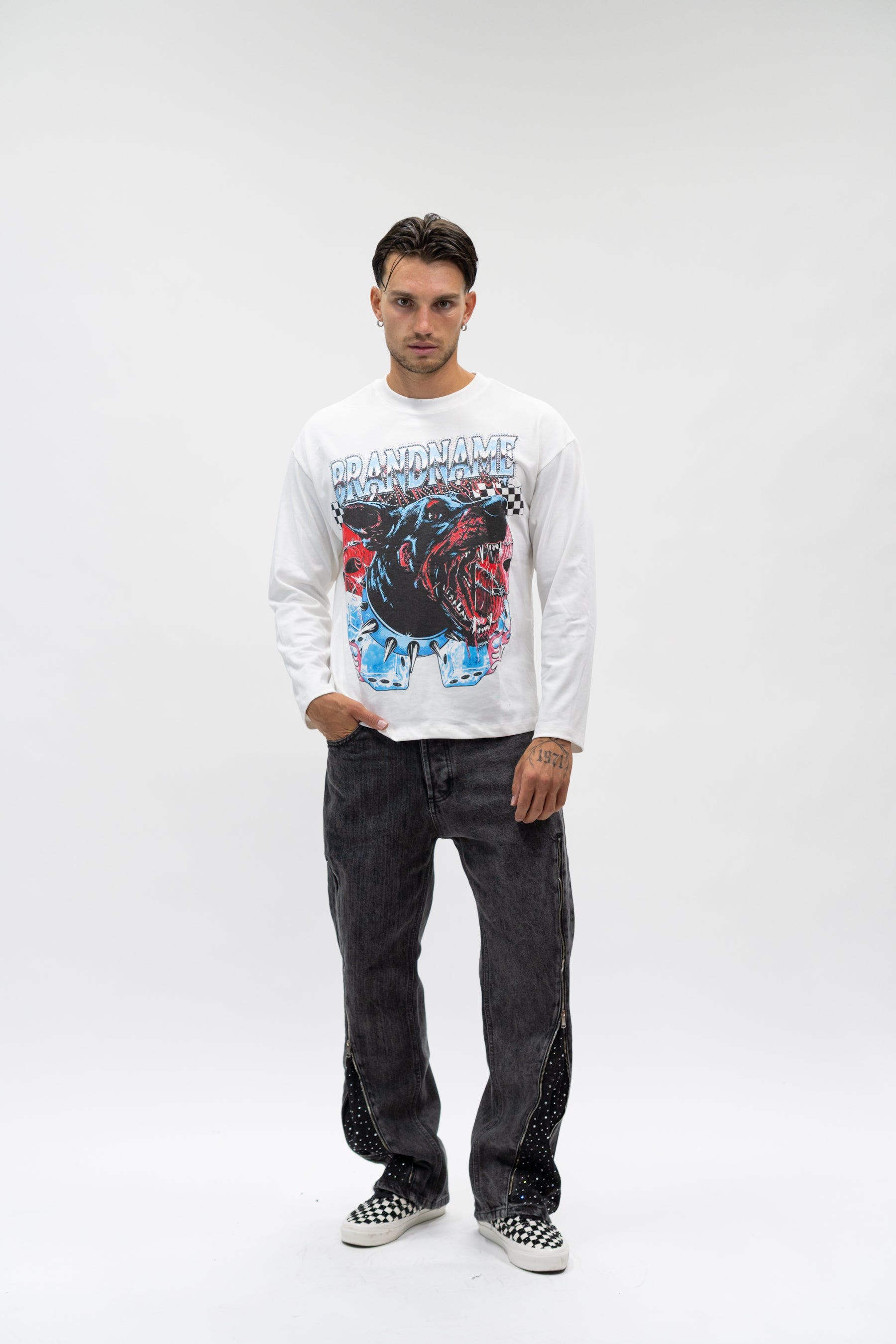 Longsleeve Brandname White