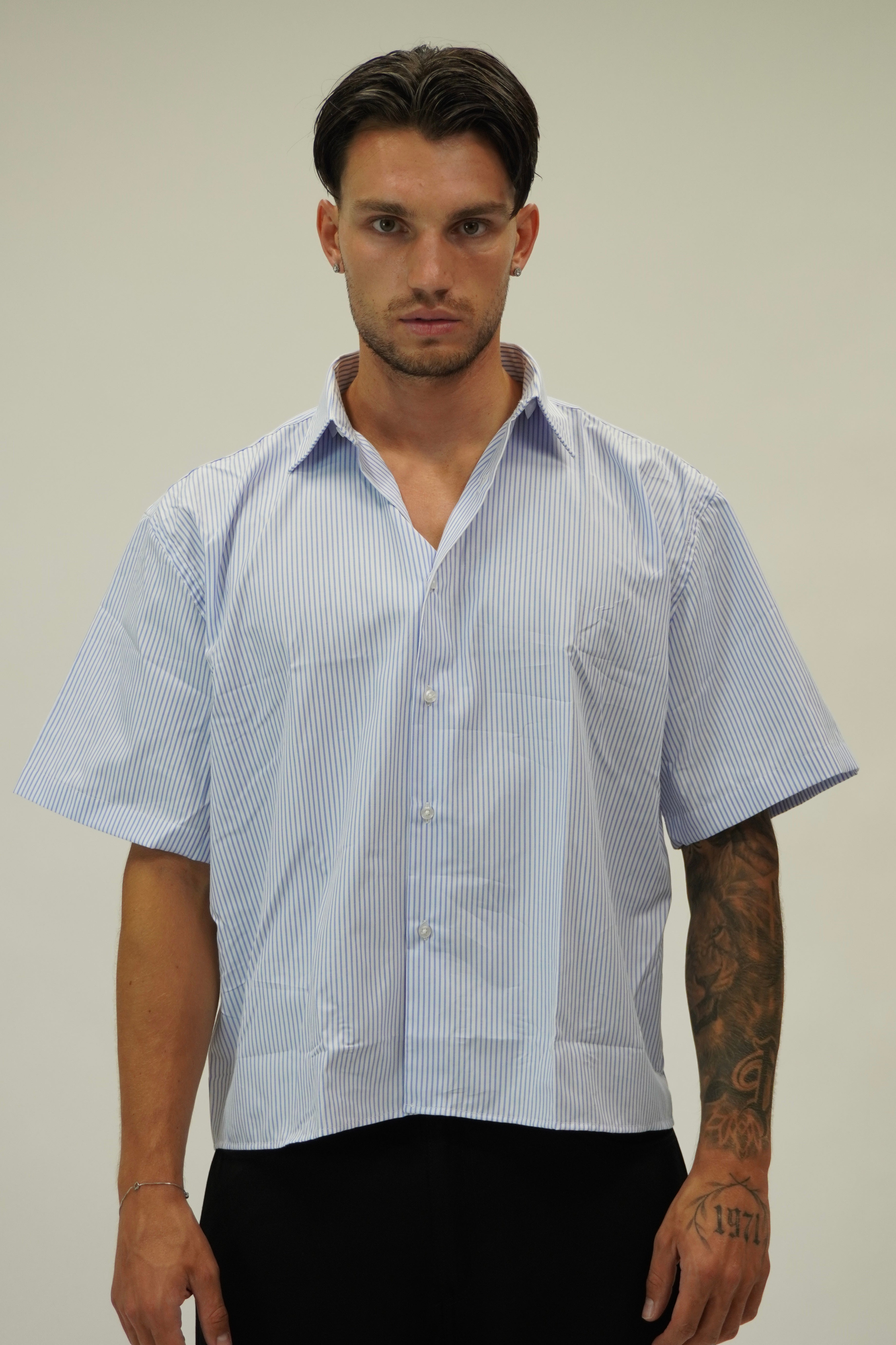 Camicia Boxy Sartoriale Stripe Blu