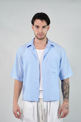 Camicia Block Check Sky
