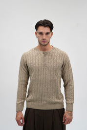 Maglione cable-knit sand