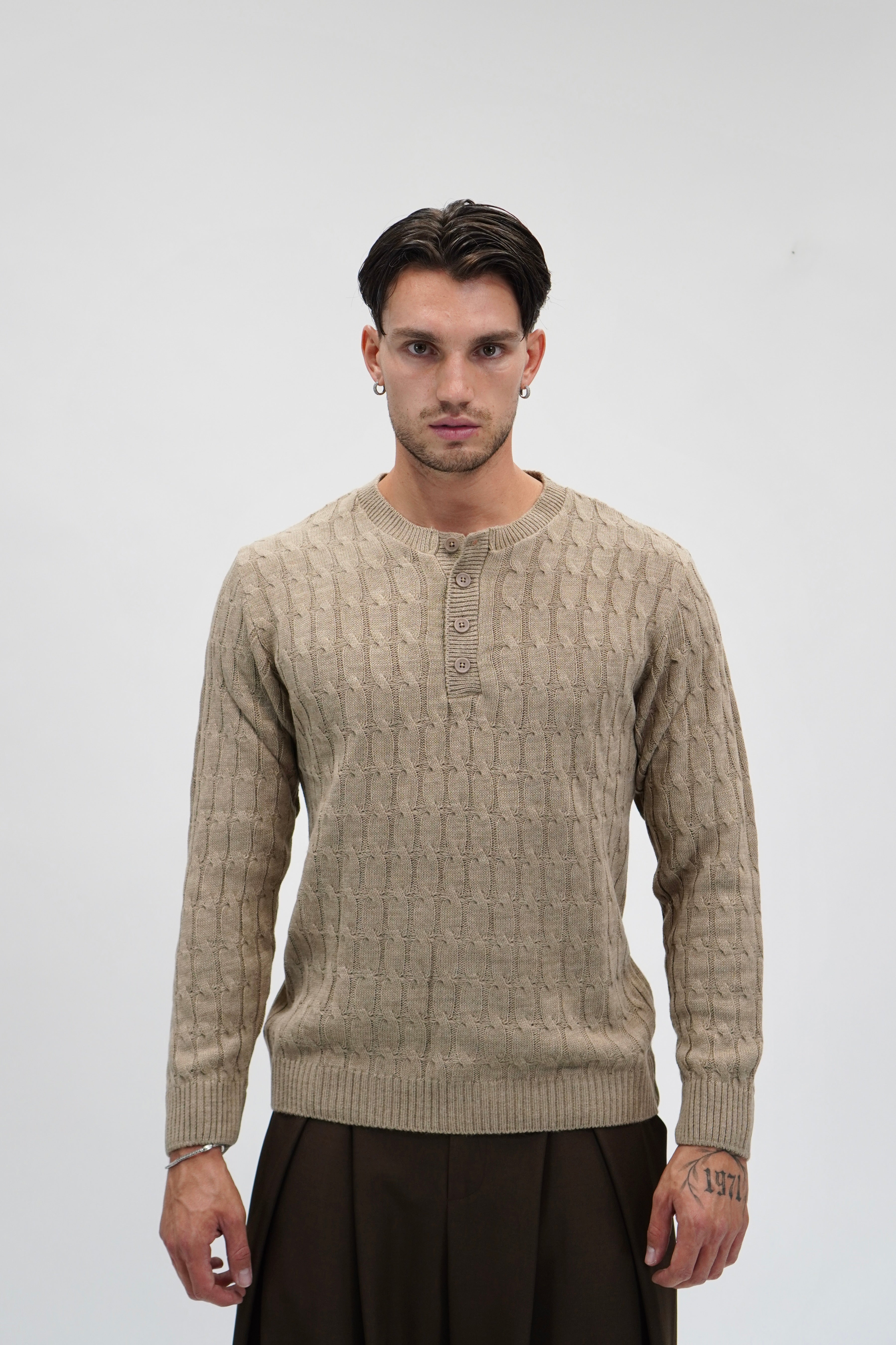 Maglione cable-knit sand