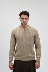 Maglione cable-knit sand