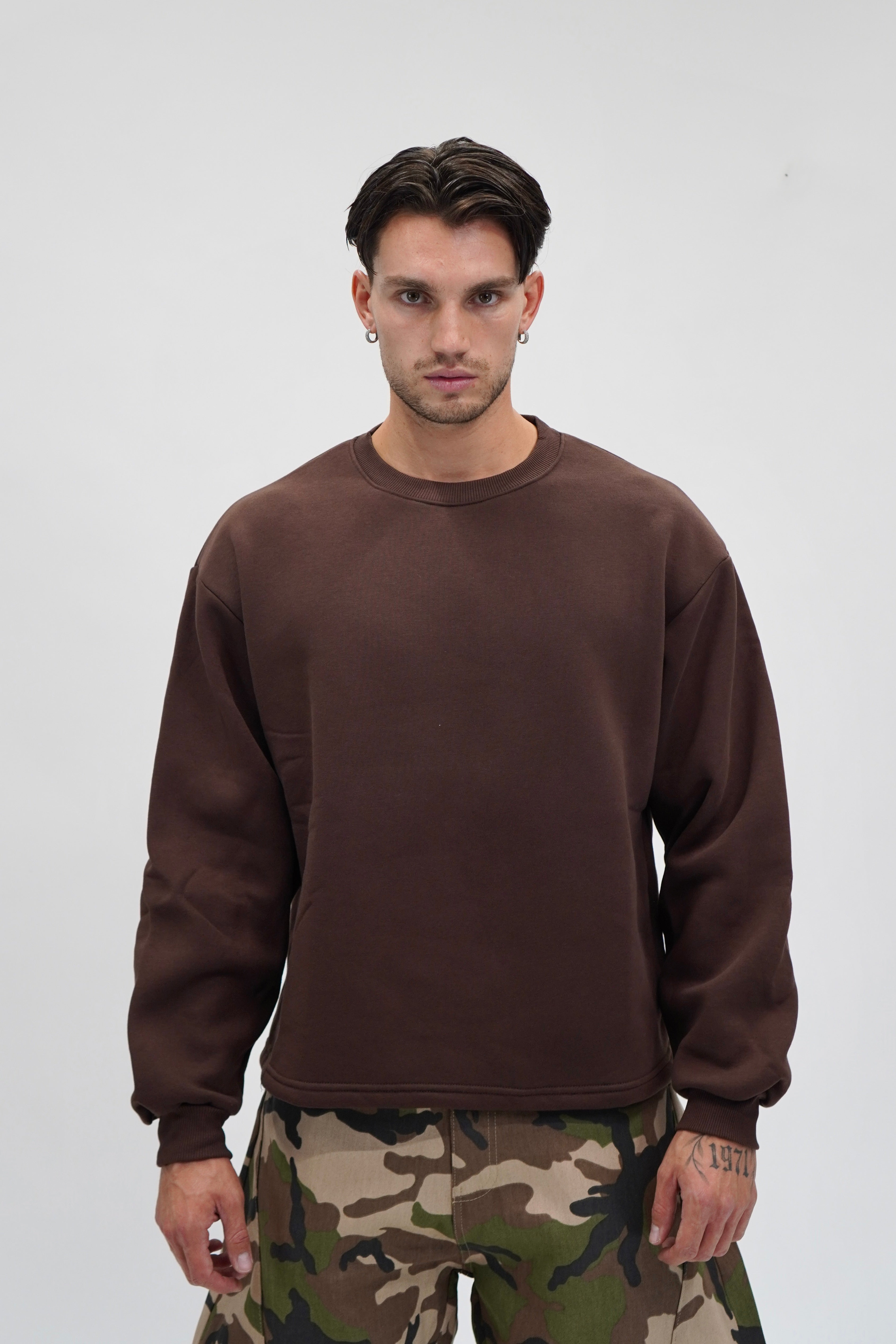 Felpa crewneck moka