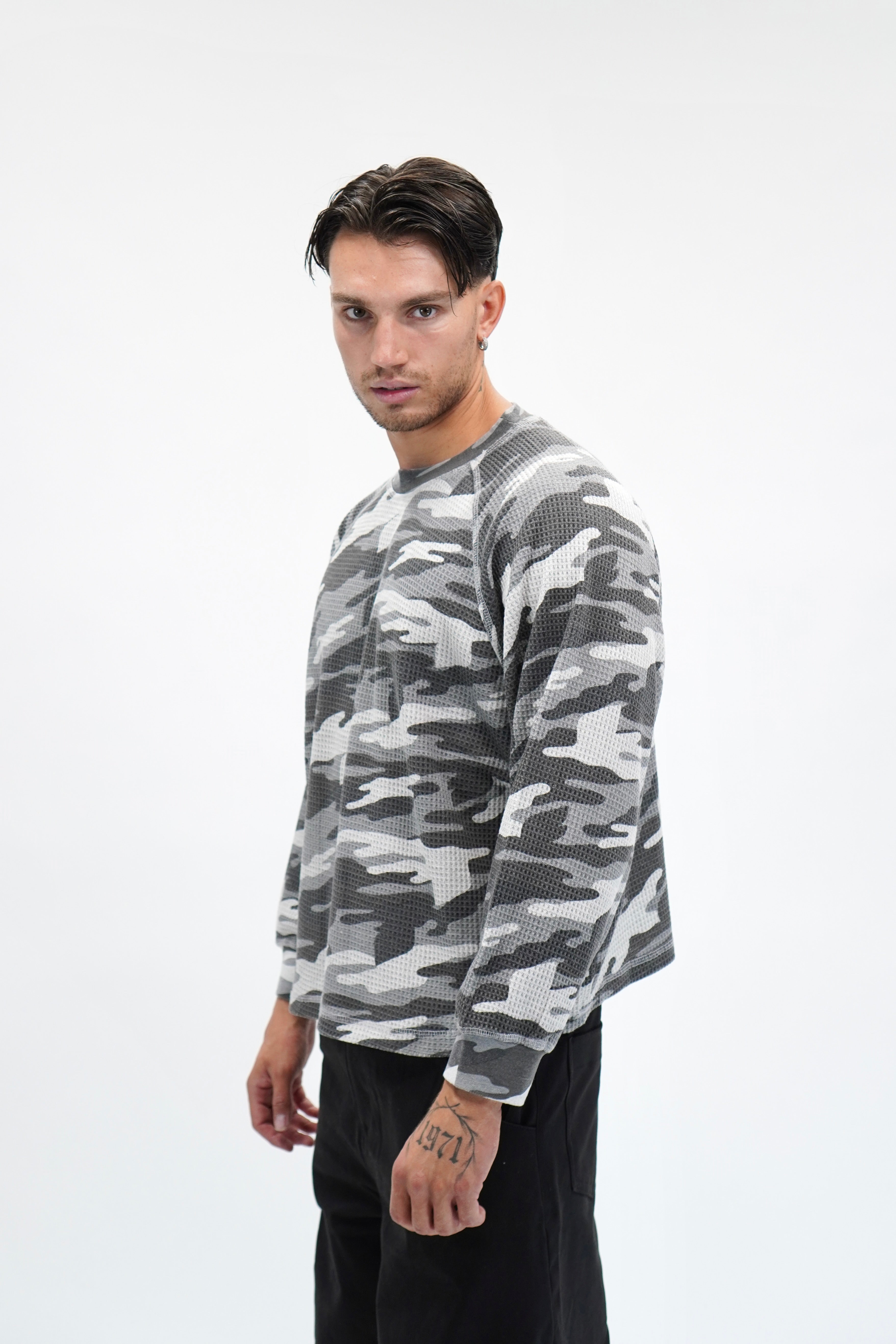 Longsleeve Waffle Camo Grey