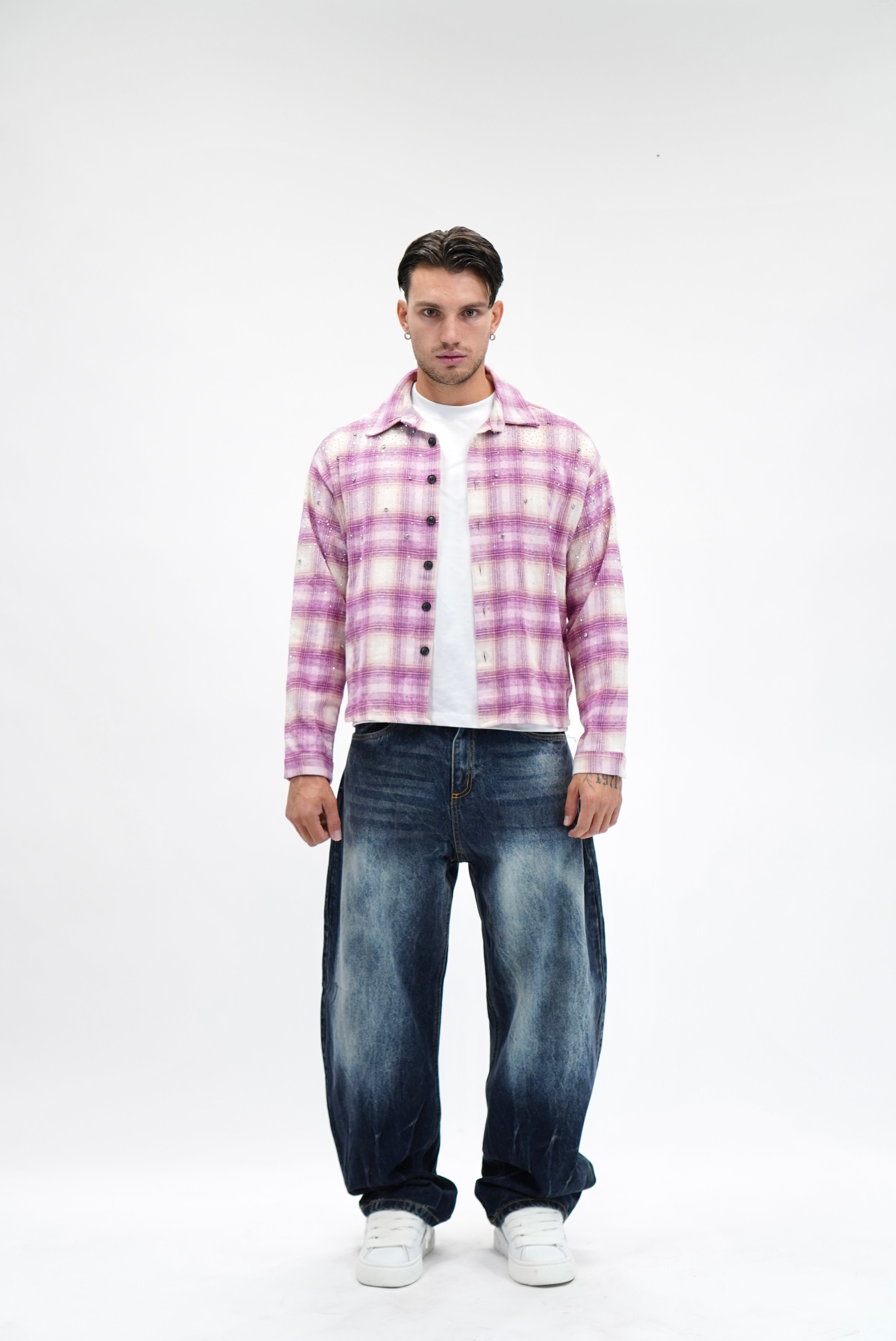 Camicia Flanella Swarovsky Pink