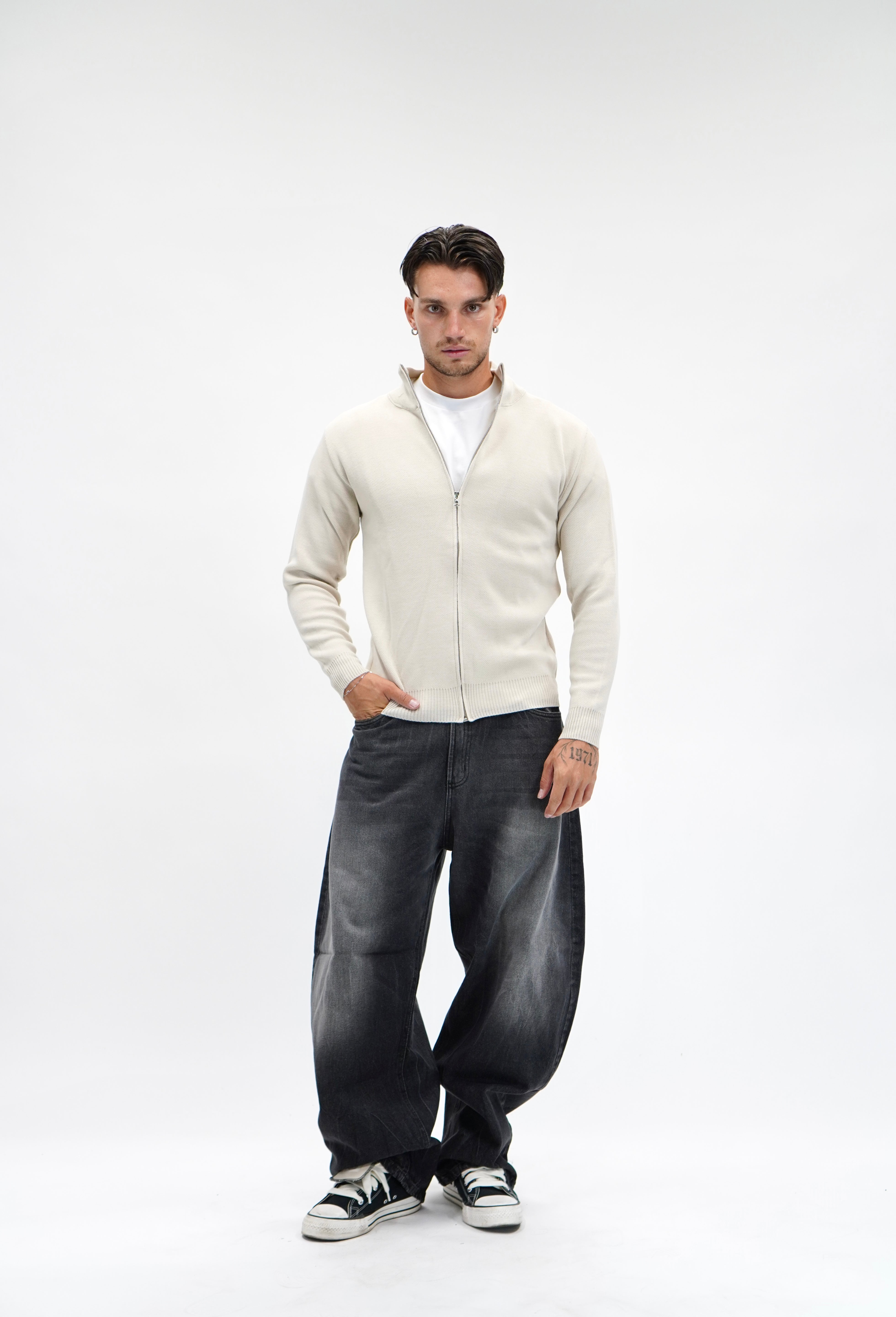 Maglione Full Zip Beige