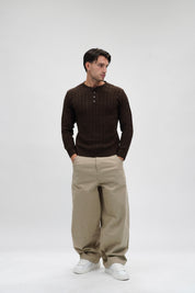 Maglione cable-knit moka