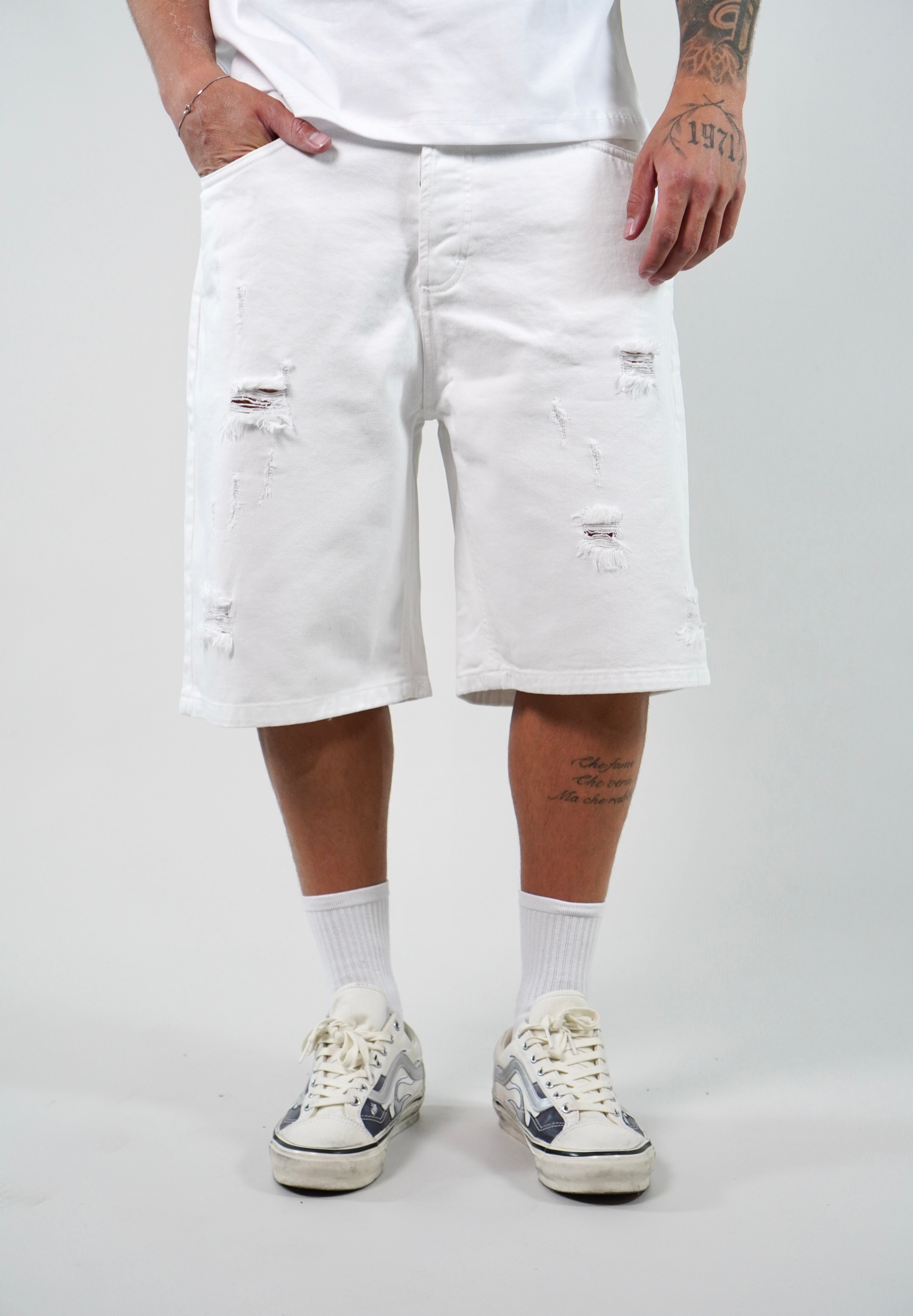 Jorts Rock White