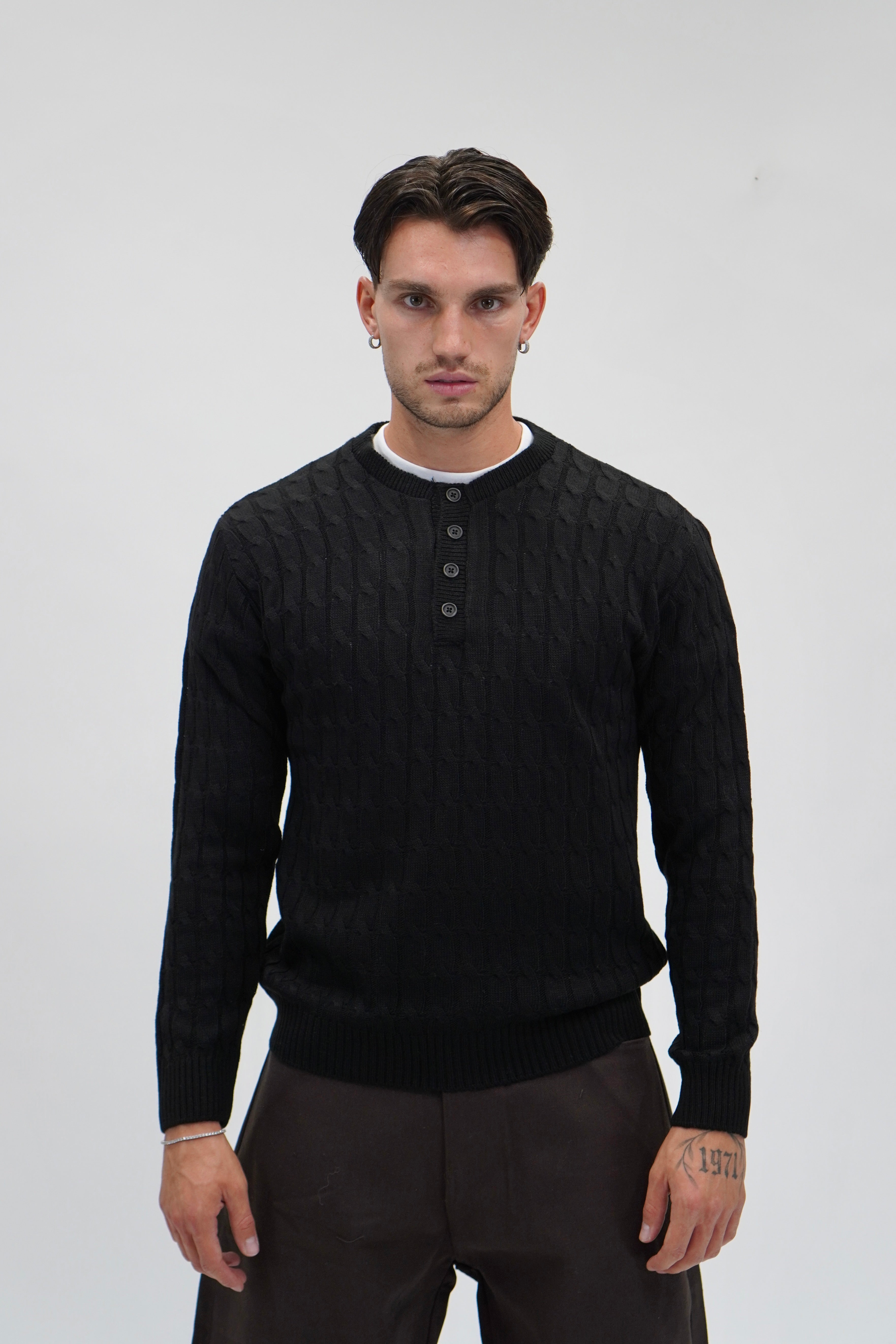 Maglione cable-knit black