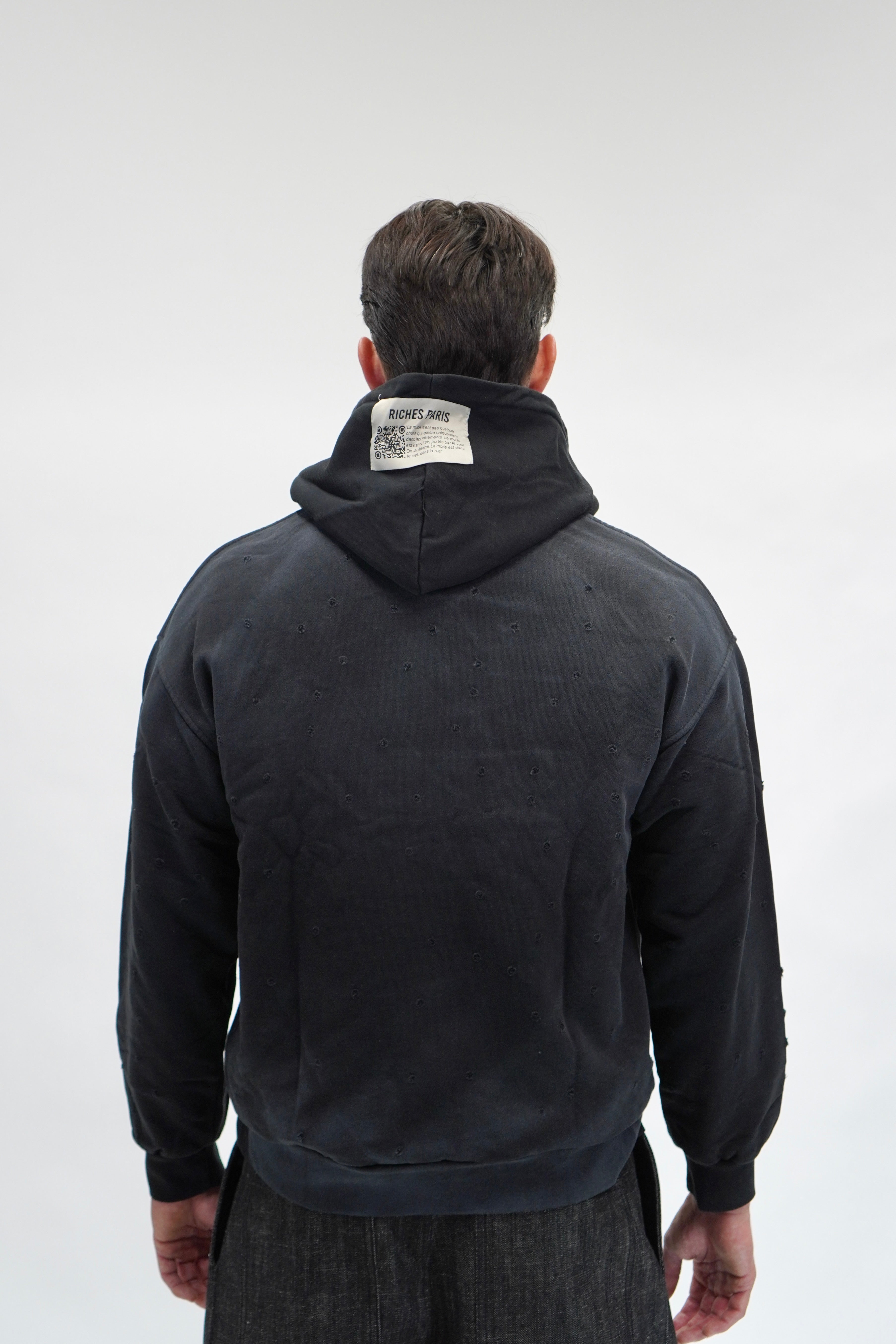 Hoodie Riches Distressed Black