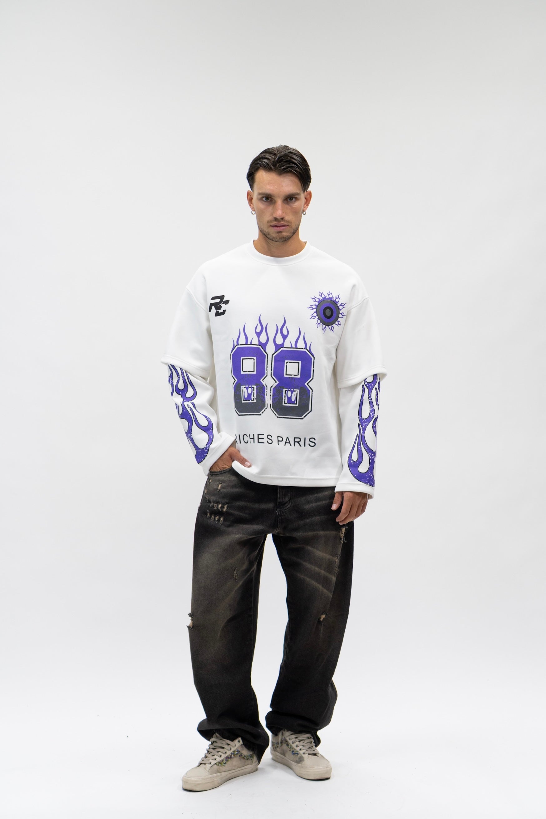 Longsleeve Double Flame White