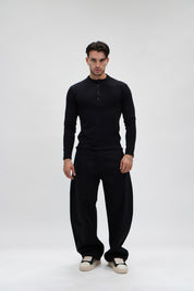 Longsleeve Slim Serafino Black