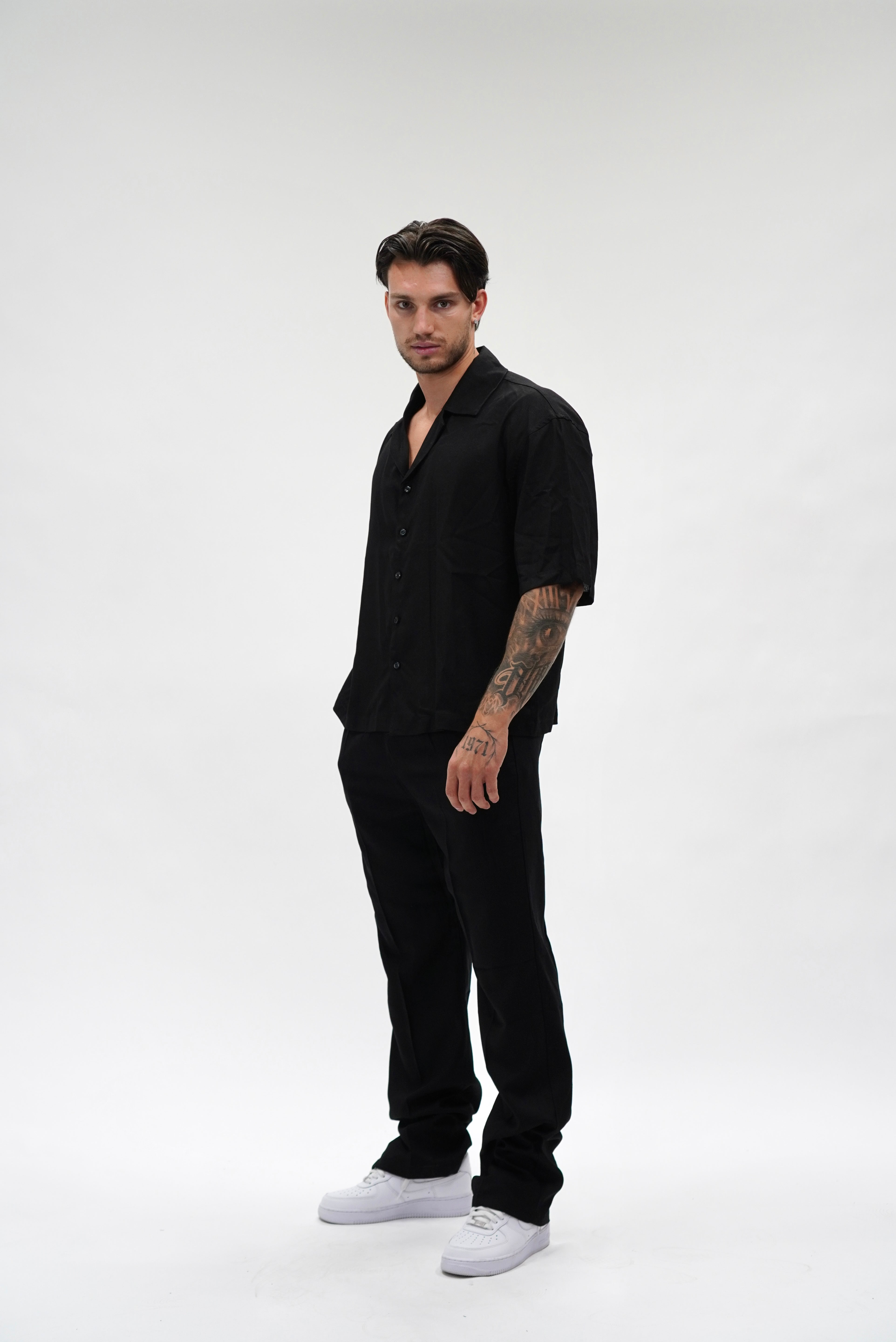 Camicia Misto Lino Black