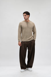 Maglione cable-knit sand
