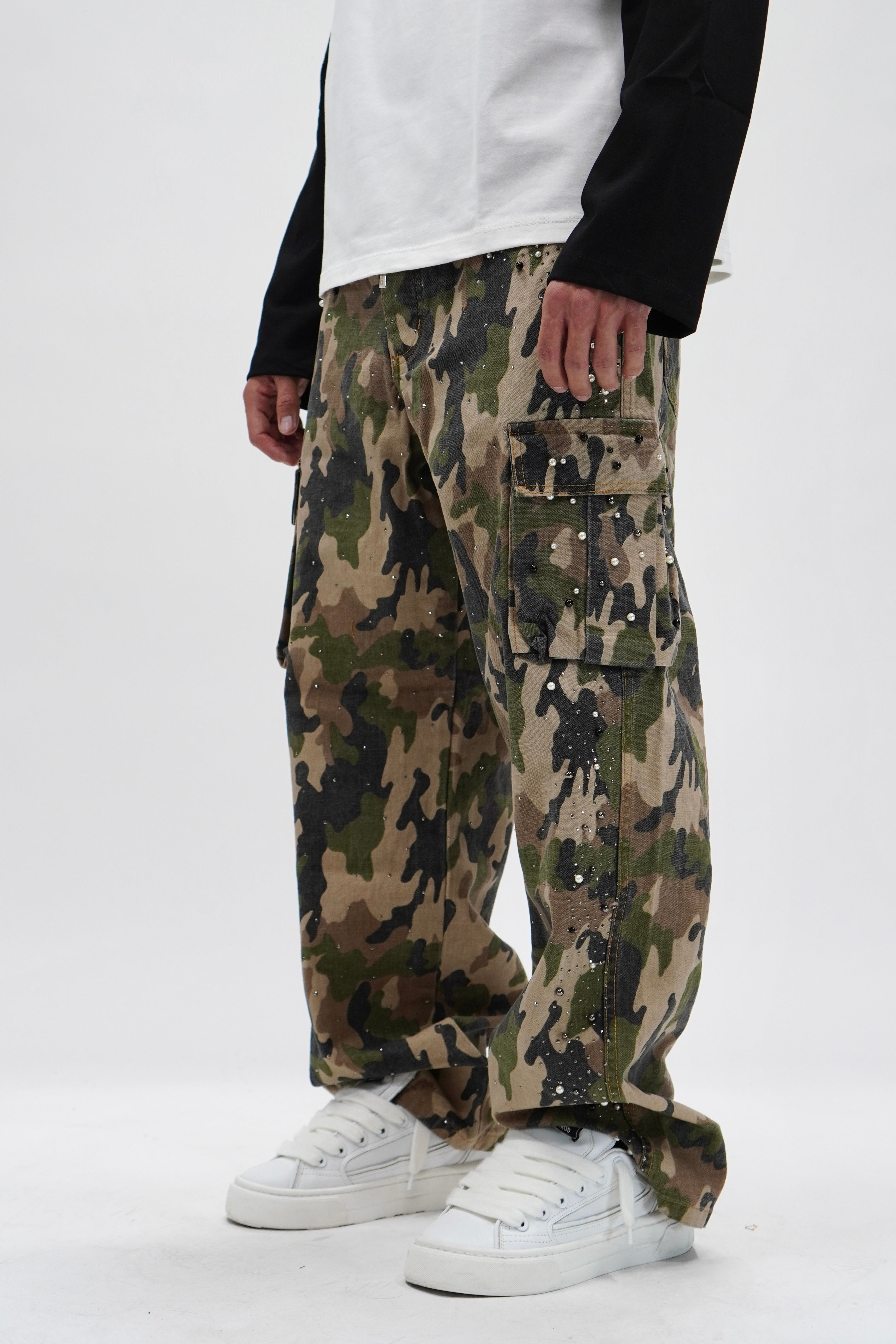 Jeans Cargo Army Strass