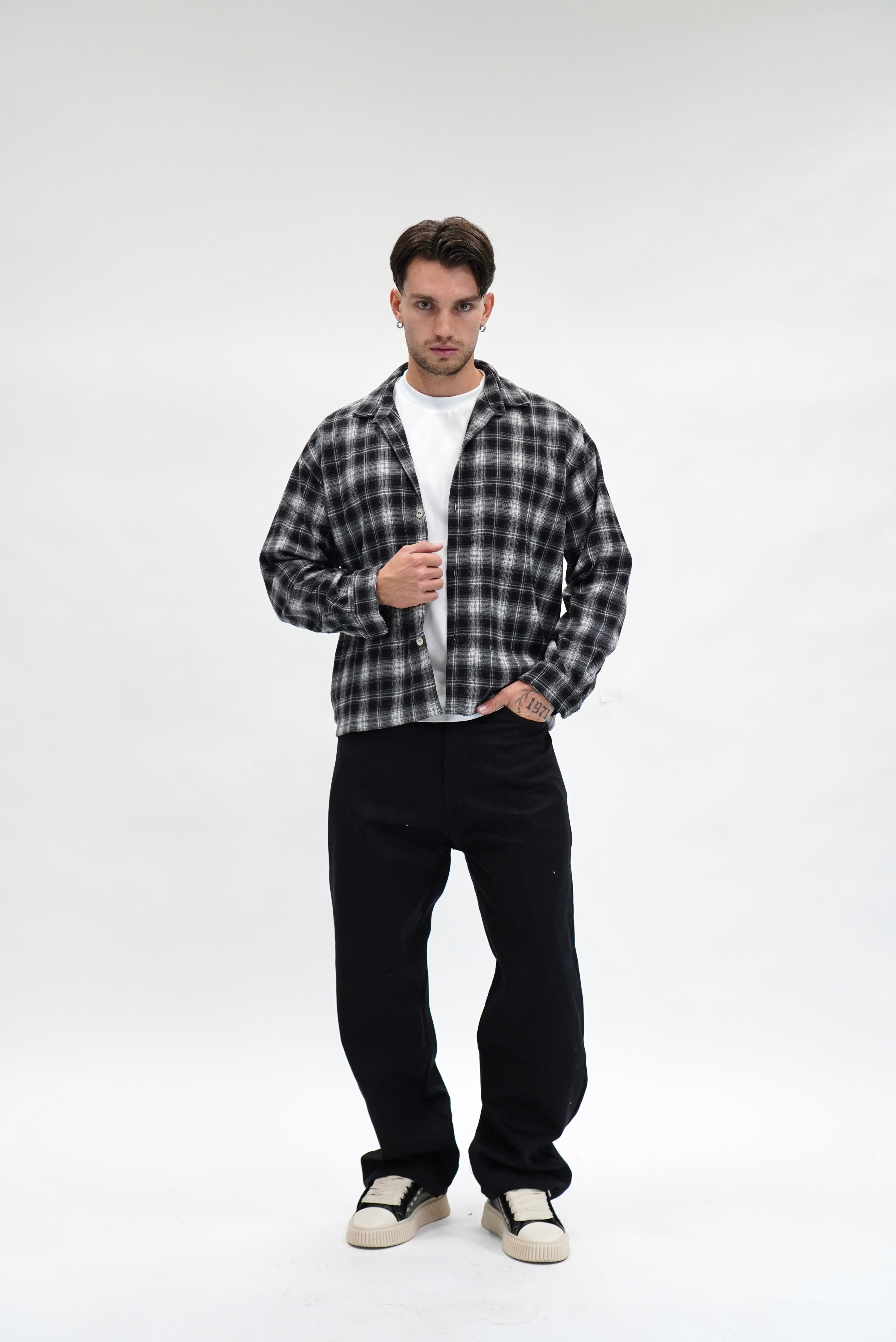 Camicia Checked Flanella Black
