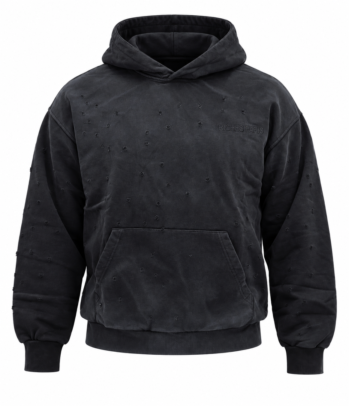 Hoodie Riches Distressed Black