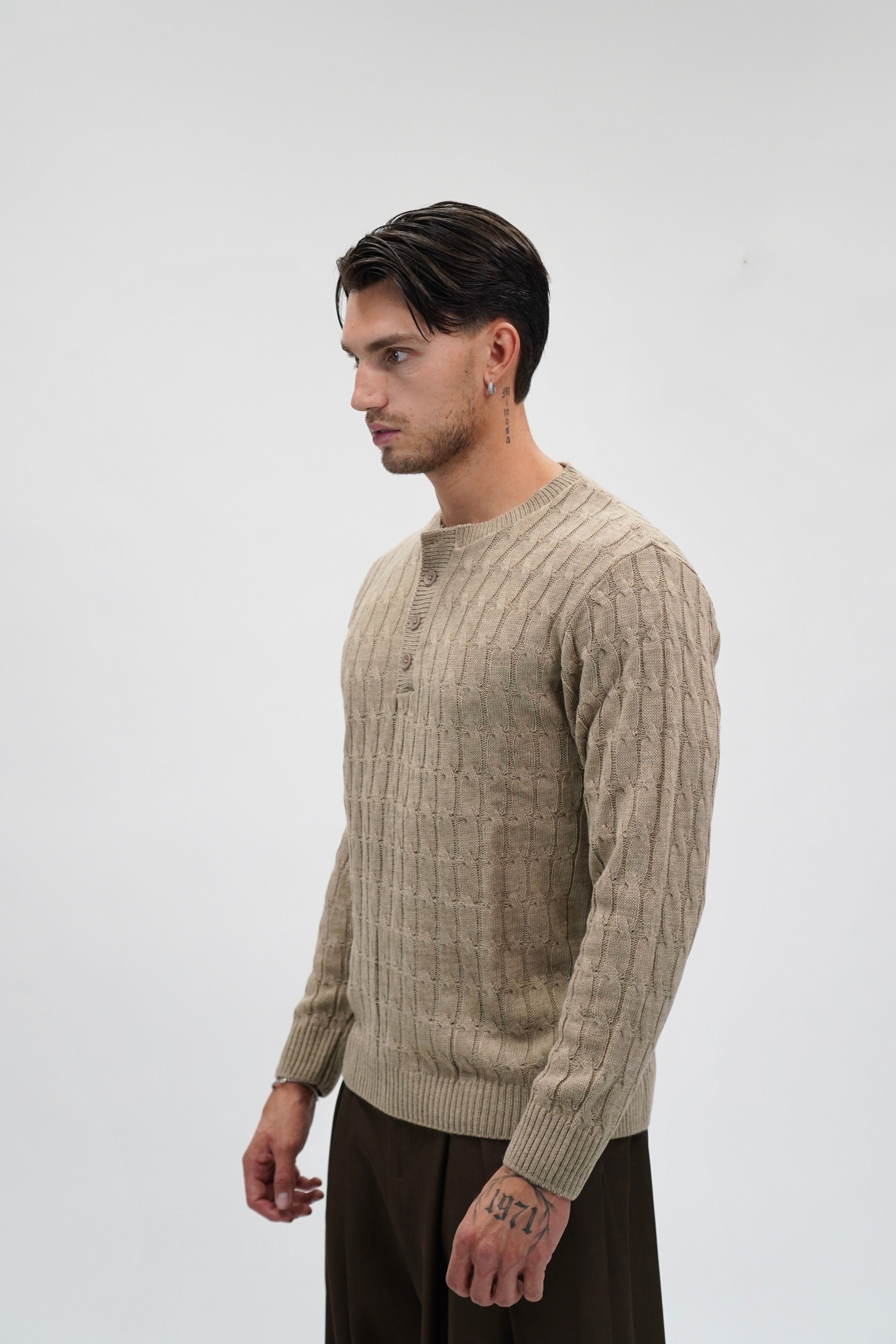 Maglione cable-knit sand
