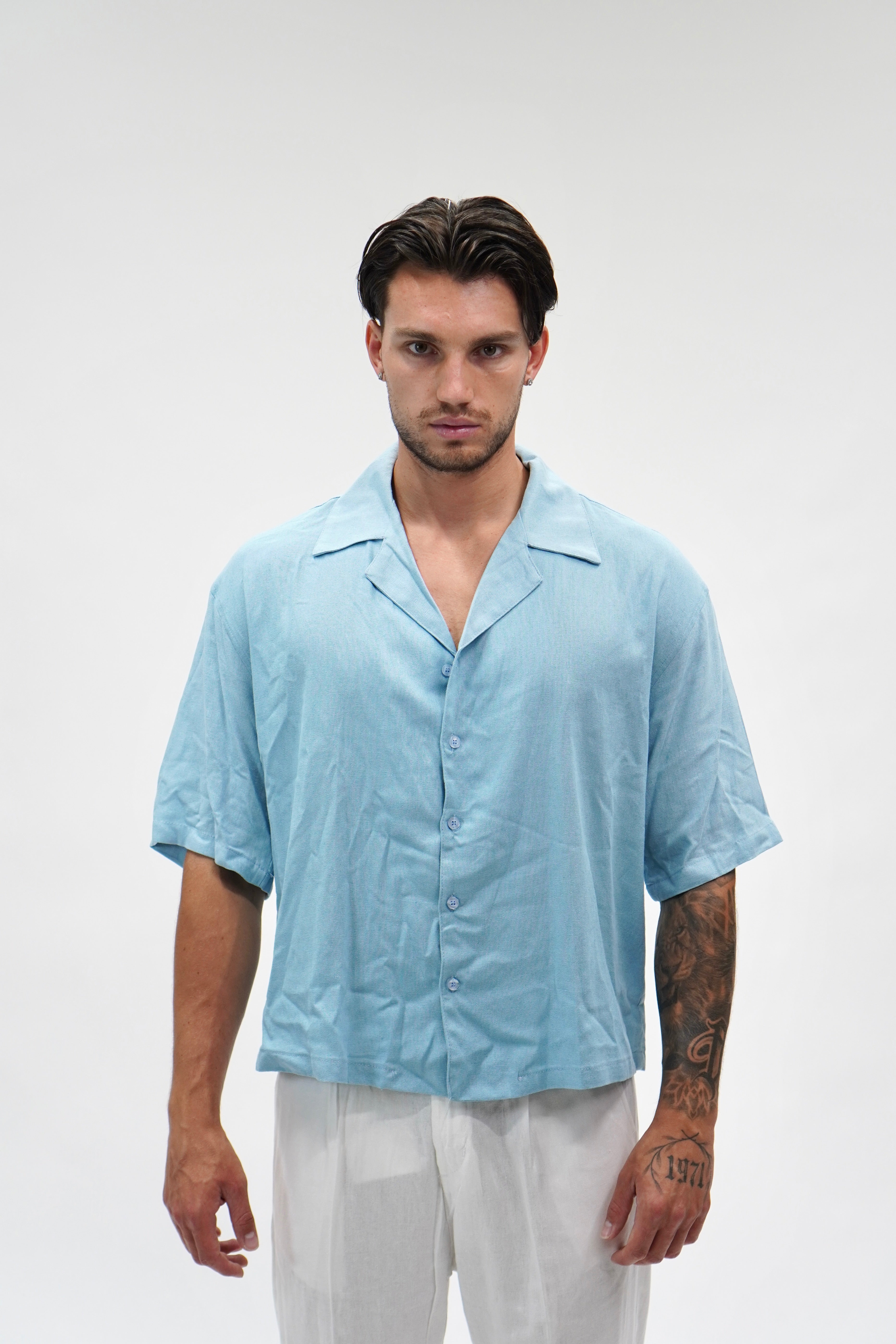 Camicia Misto Lino Sky