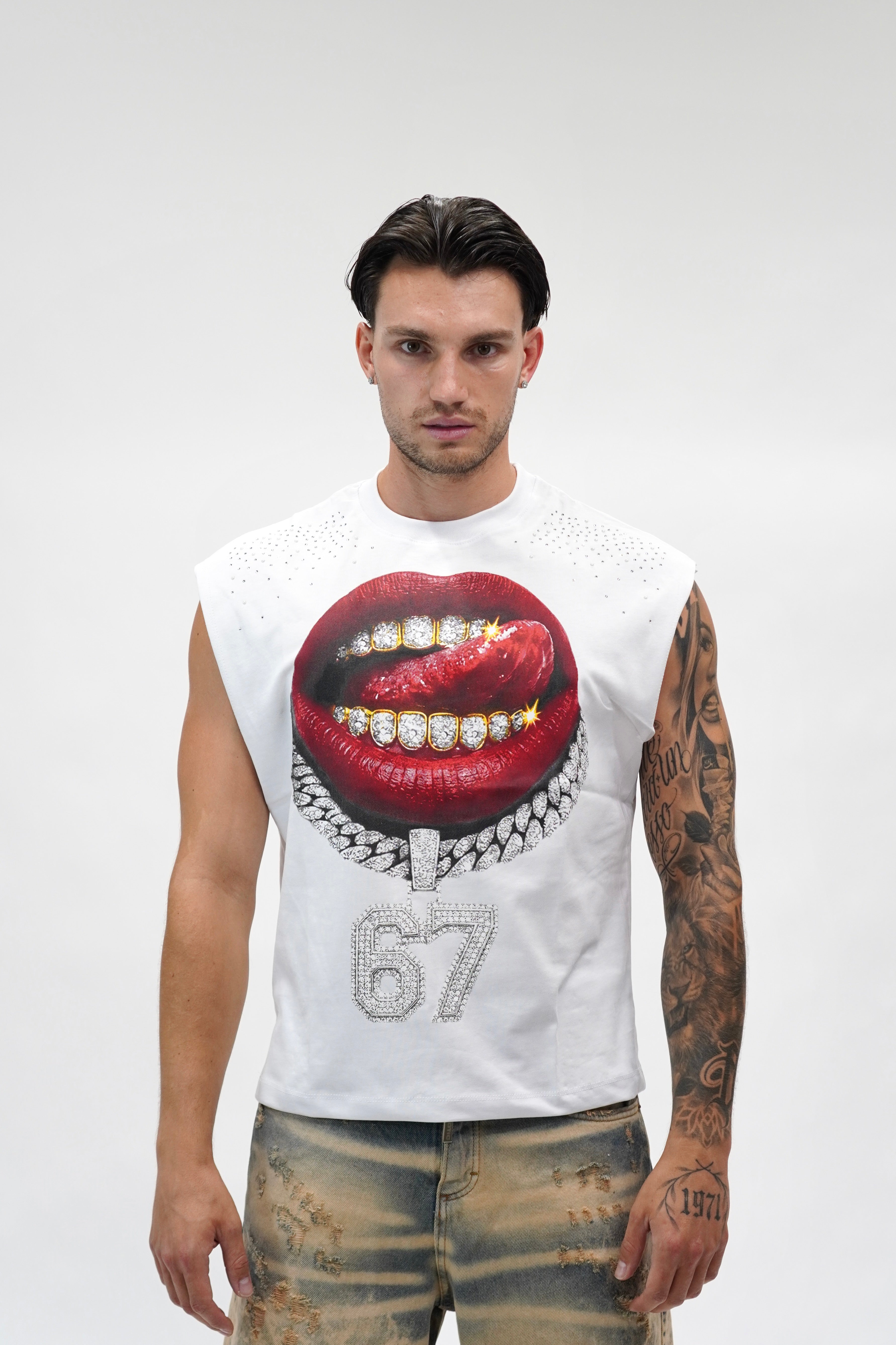 Canotta Brillant Kiss White