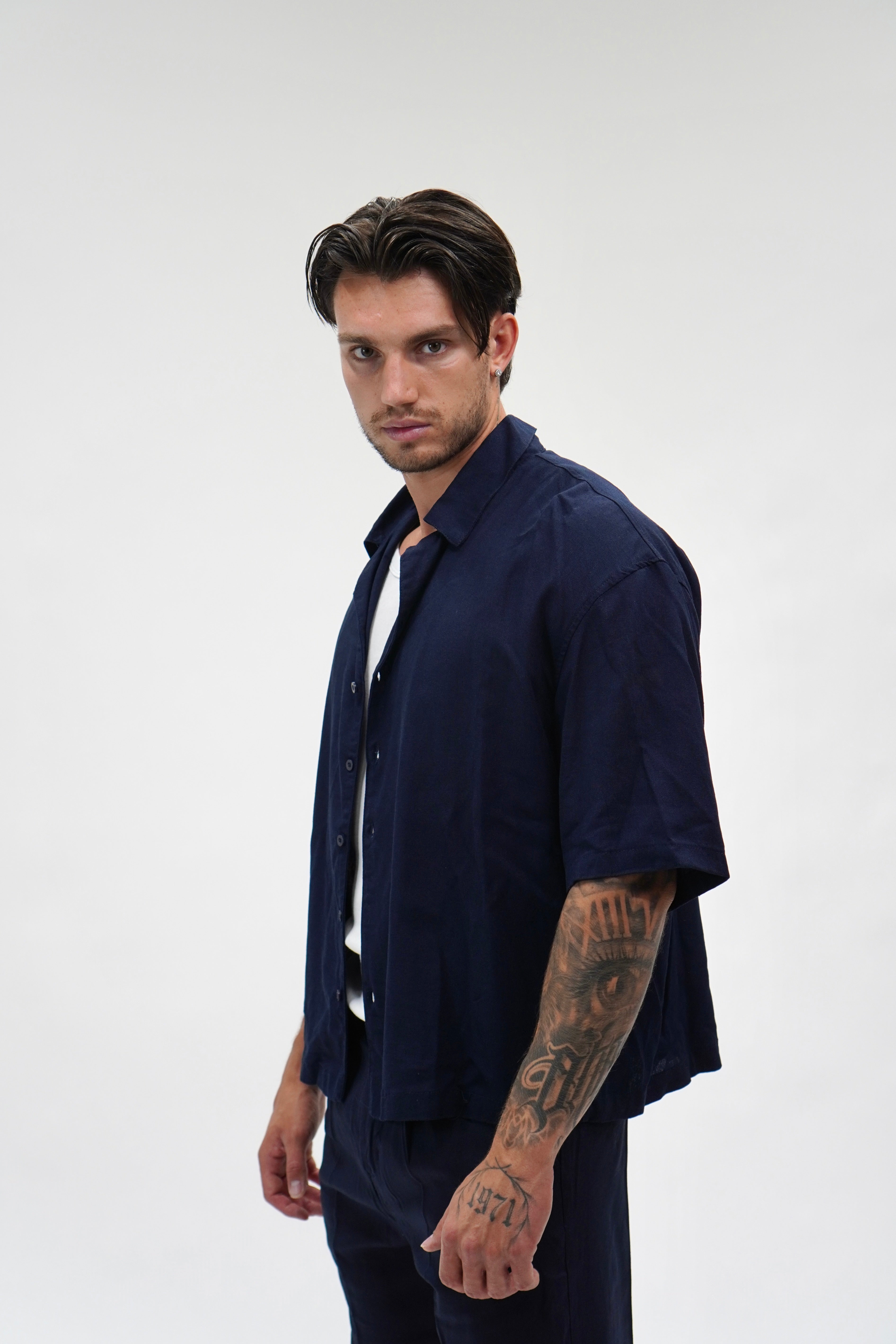 Camicia Misto Lino Blue
