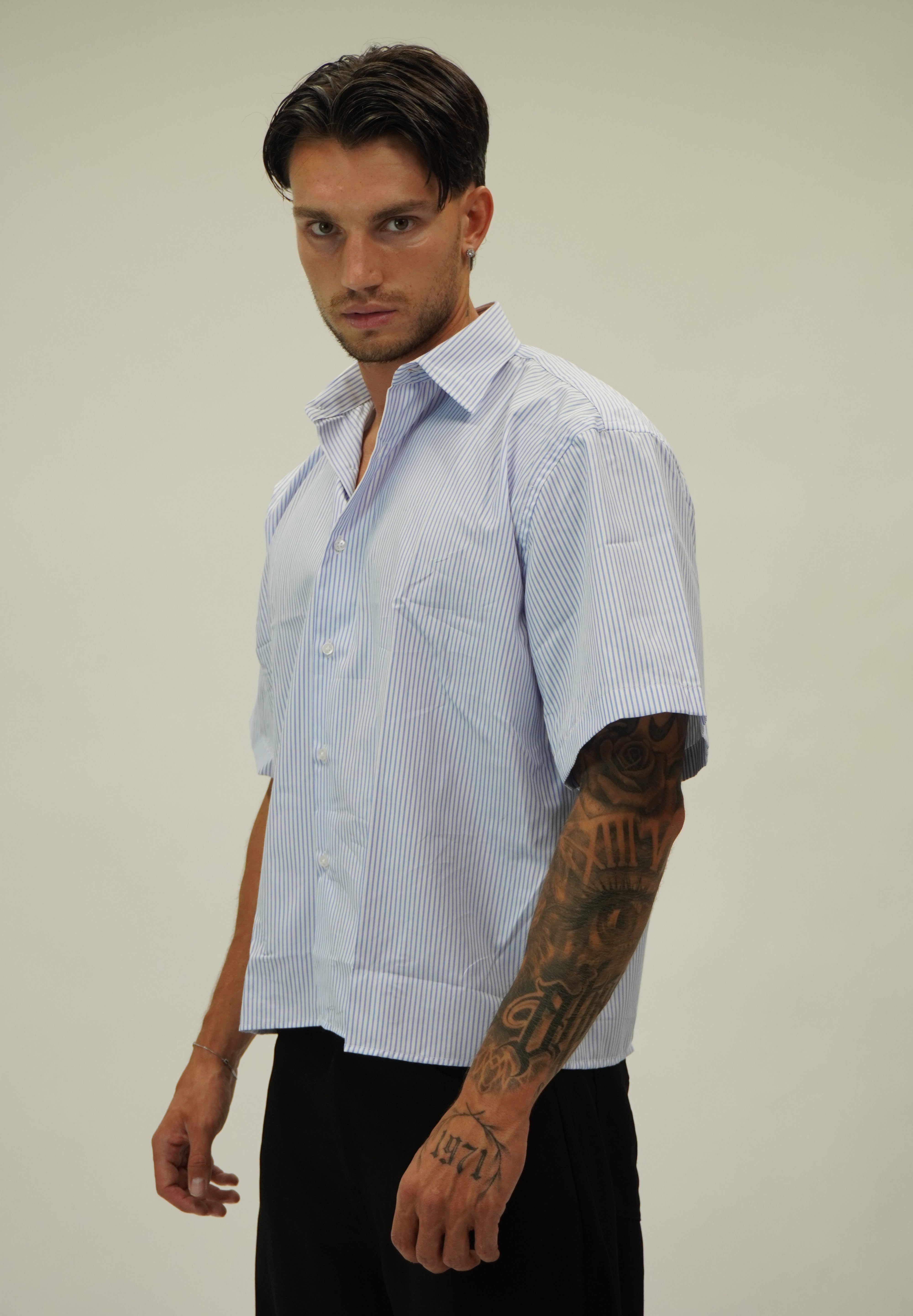 Camicia Boxy Sartoriale Stripe Blu