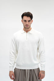 Maglione Half Zip White