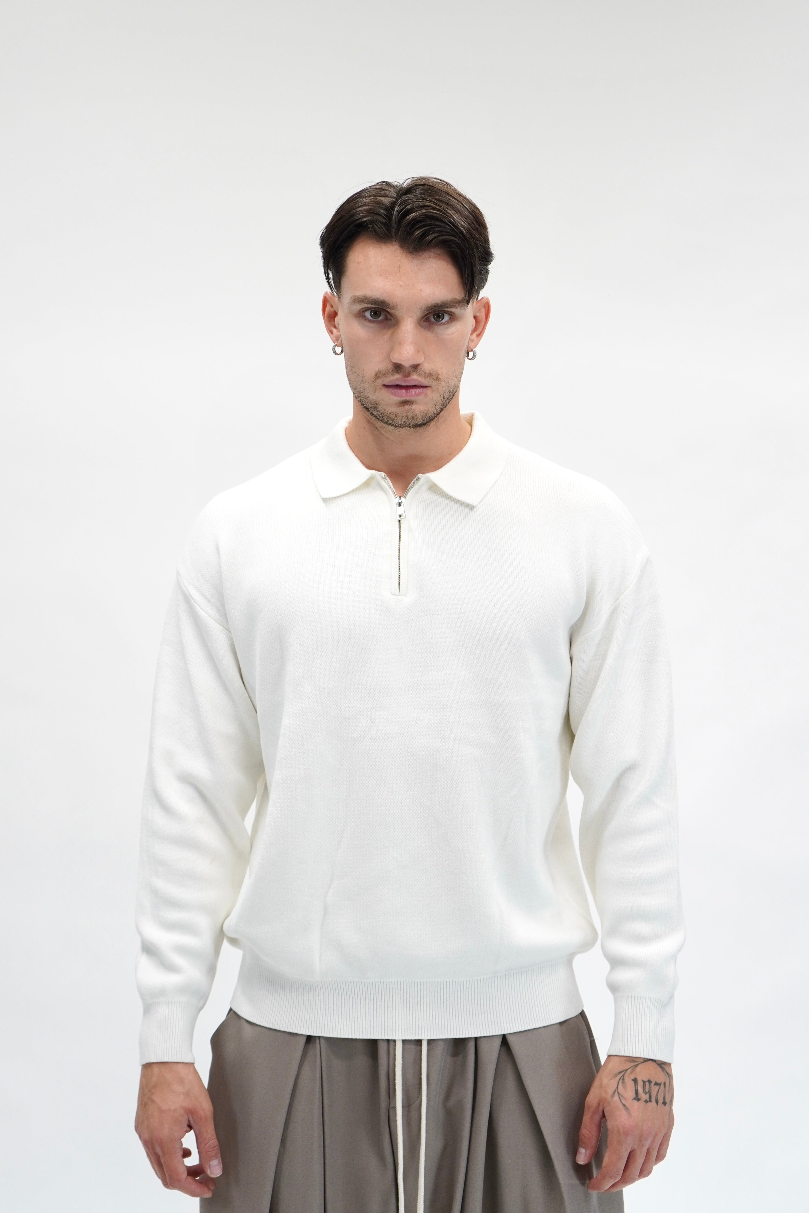 Maglione Half Zip White