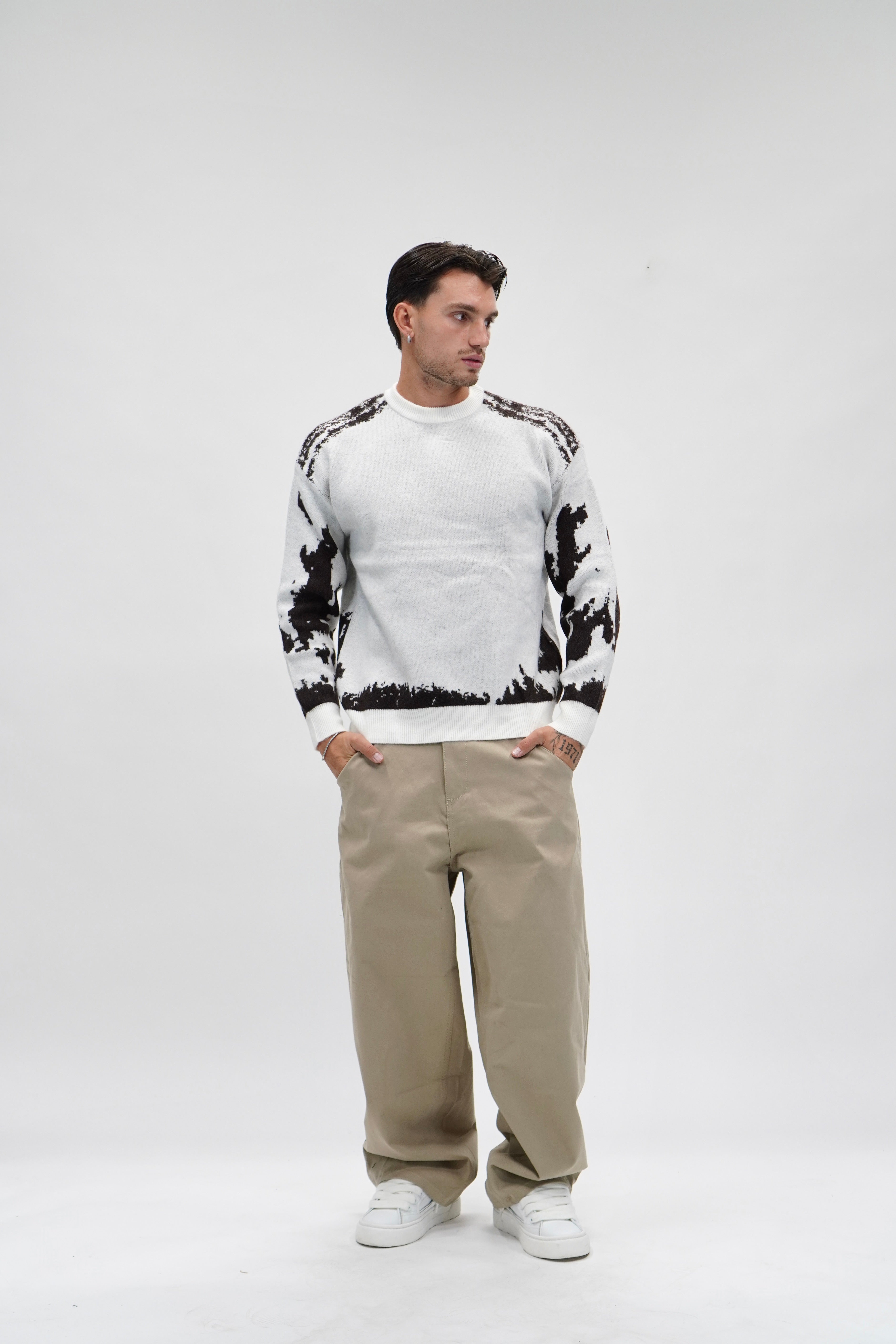 Maglione Zebra White
