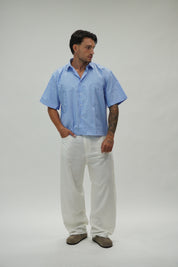 Camicia Boxy Sartoriale Sky