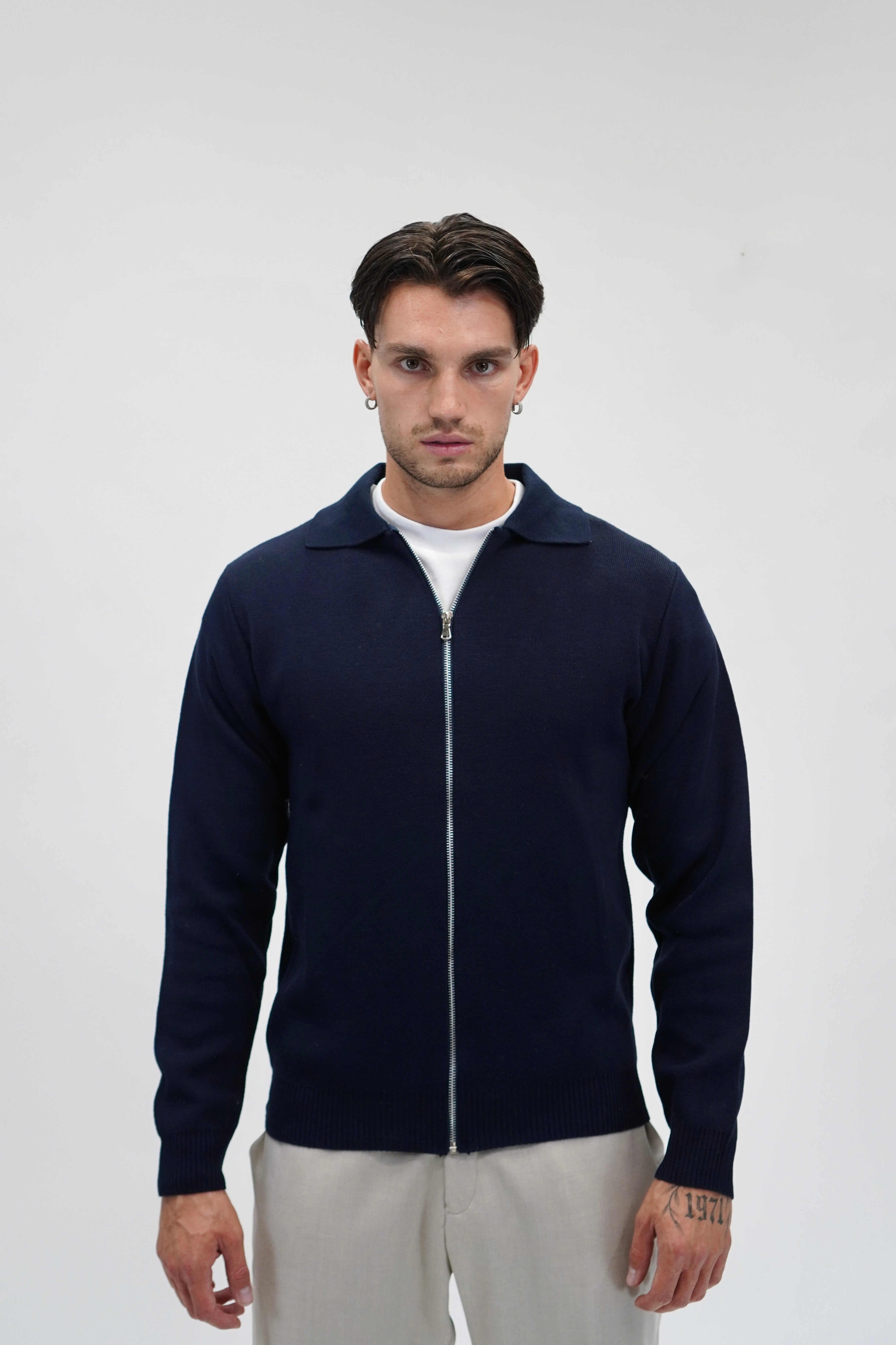 Maglione full zip jumper blue