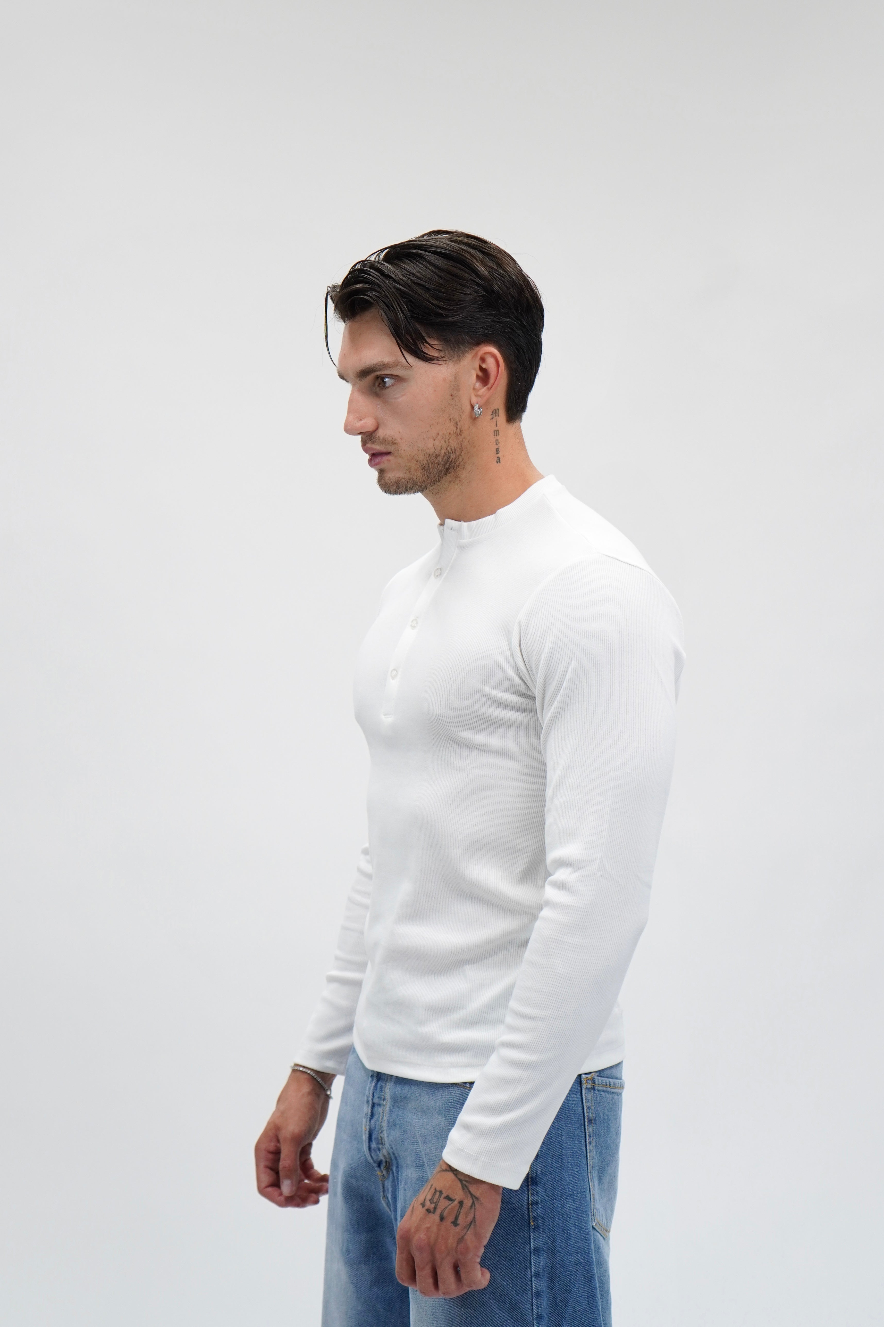 Longsleeve Slim Serafino White