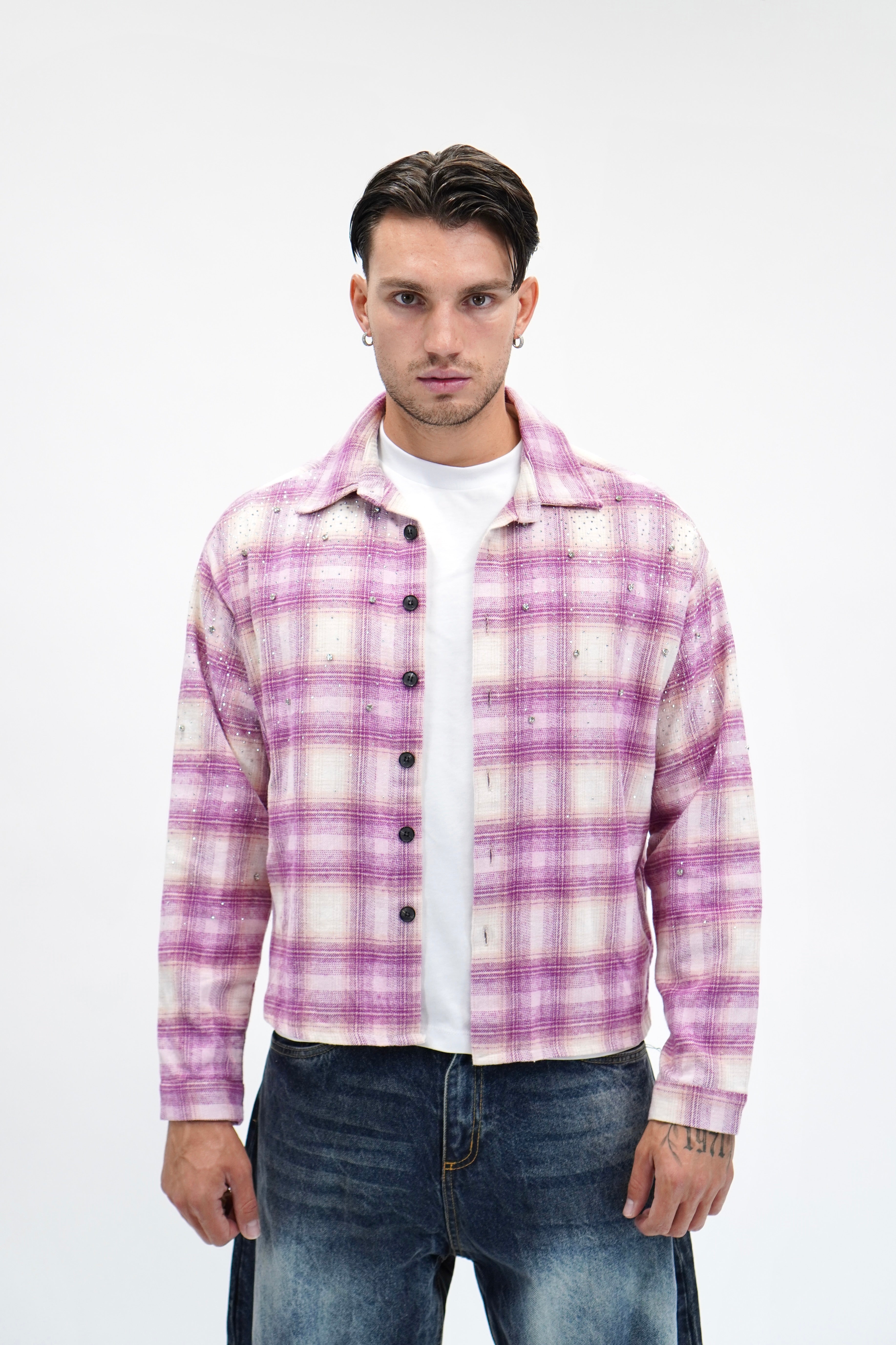 Camicia Flanella Swarovsky Pink