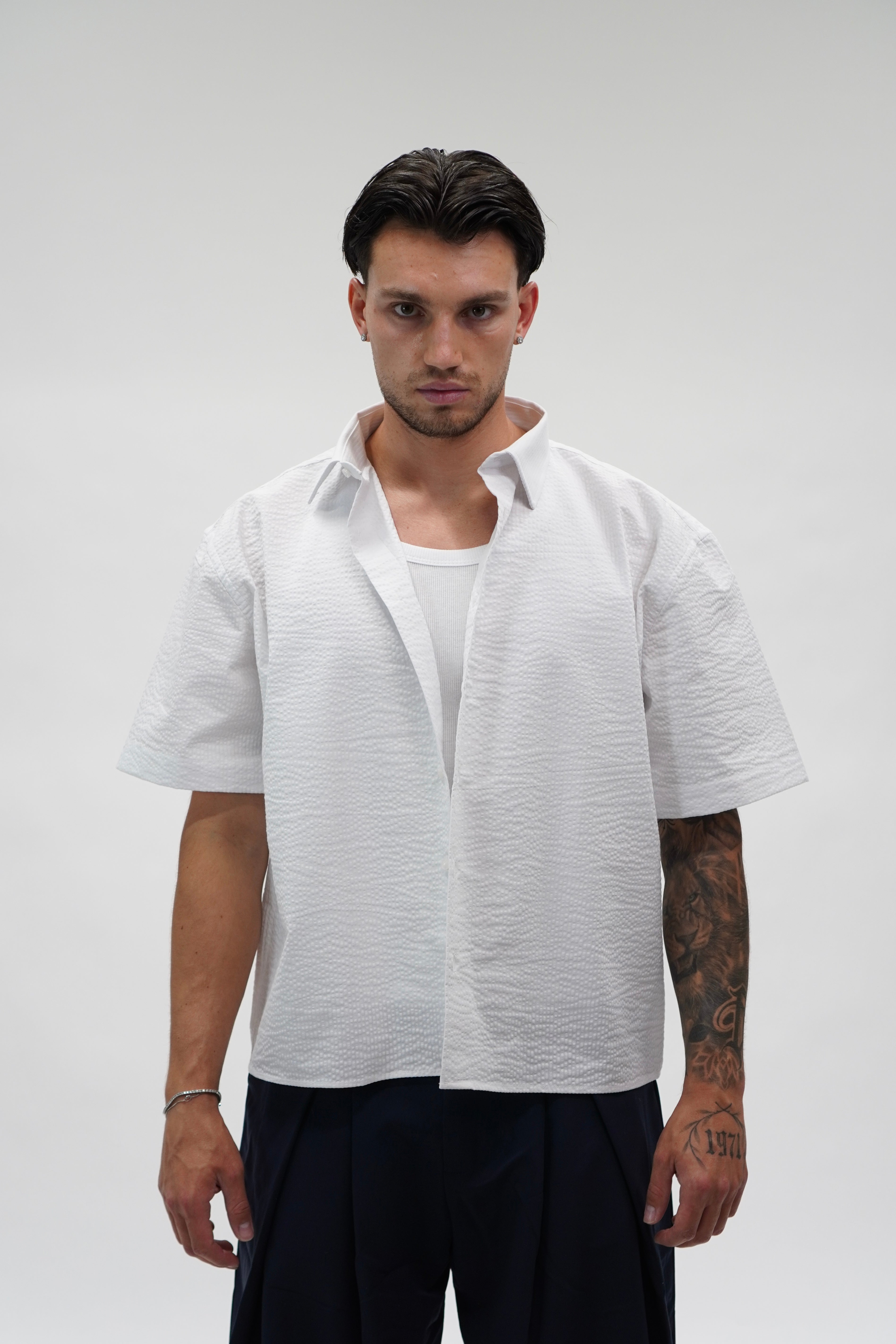 Camicia Waffle Crop White