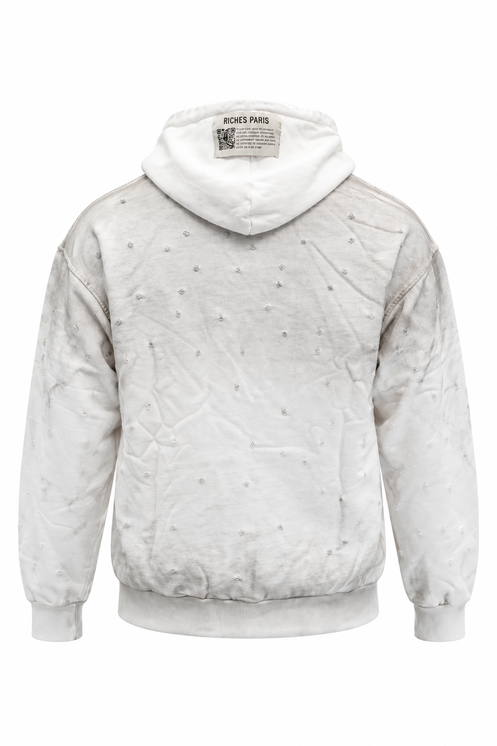 Hoodie Riches Distressed White