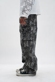 Jeans Cargo Army Black Strass